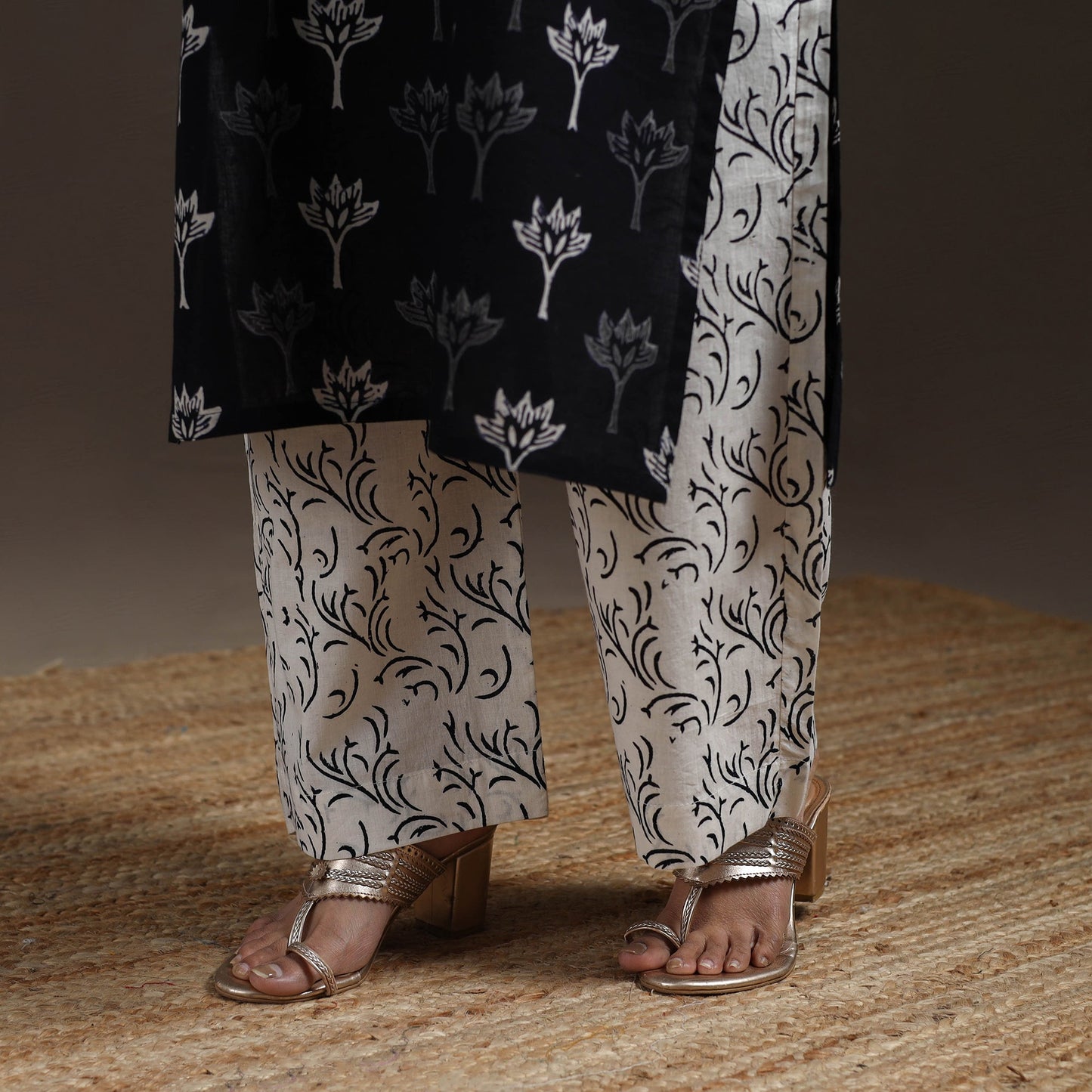 Hand embroidered jaipur cotton suit set with dupatta