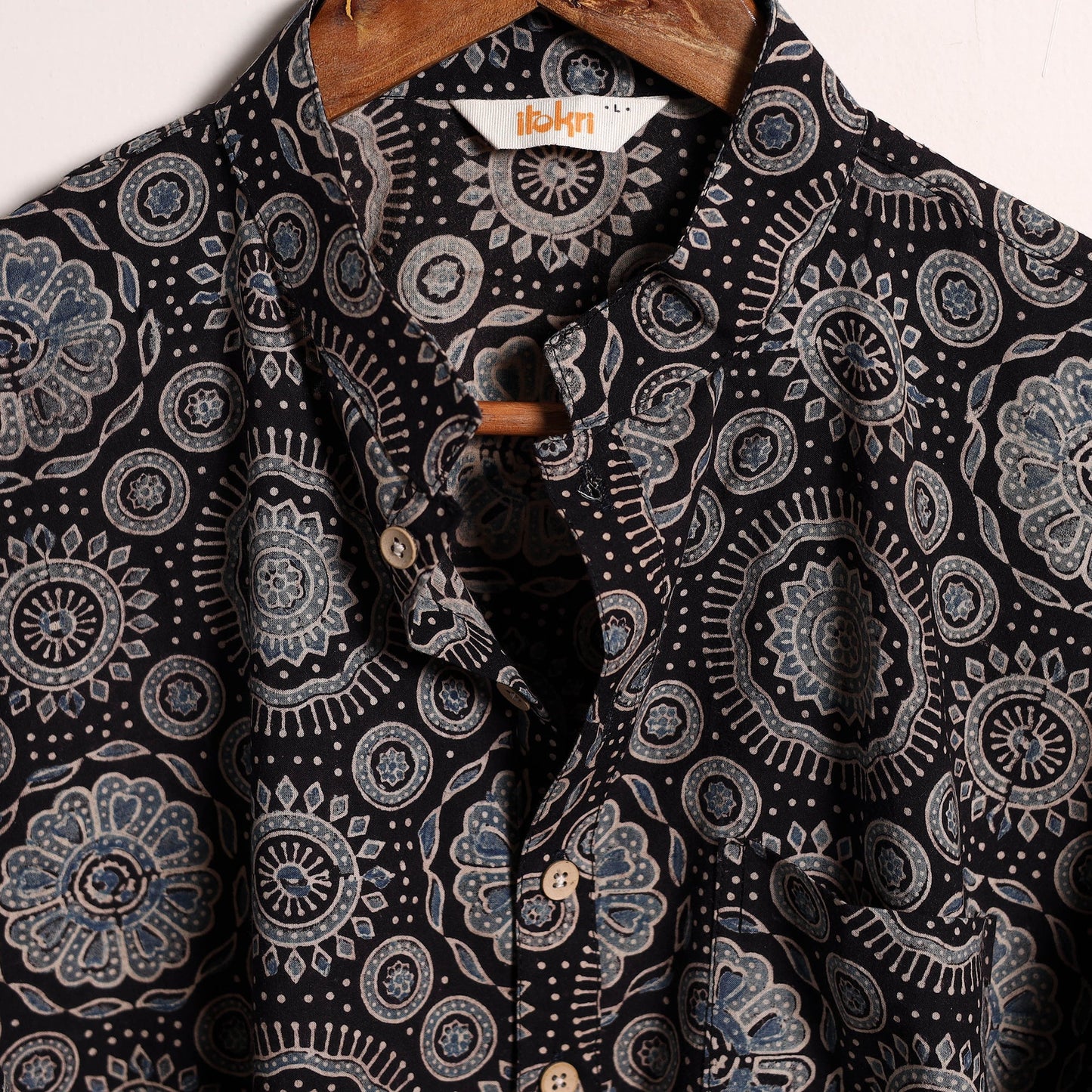 Hand natural dyed cotton short kurta for men 12