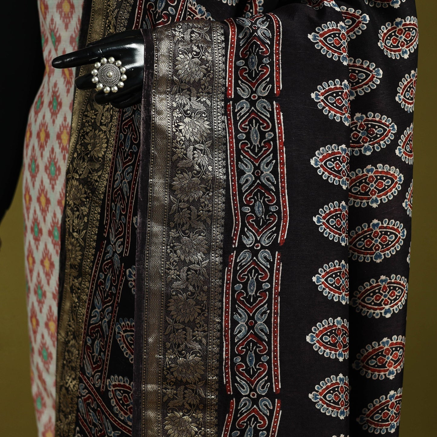 Hand natural dyed dola silk zari border dupatta