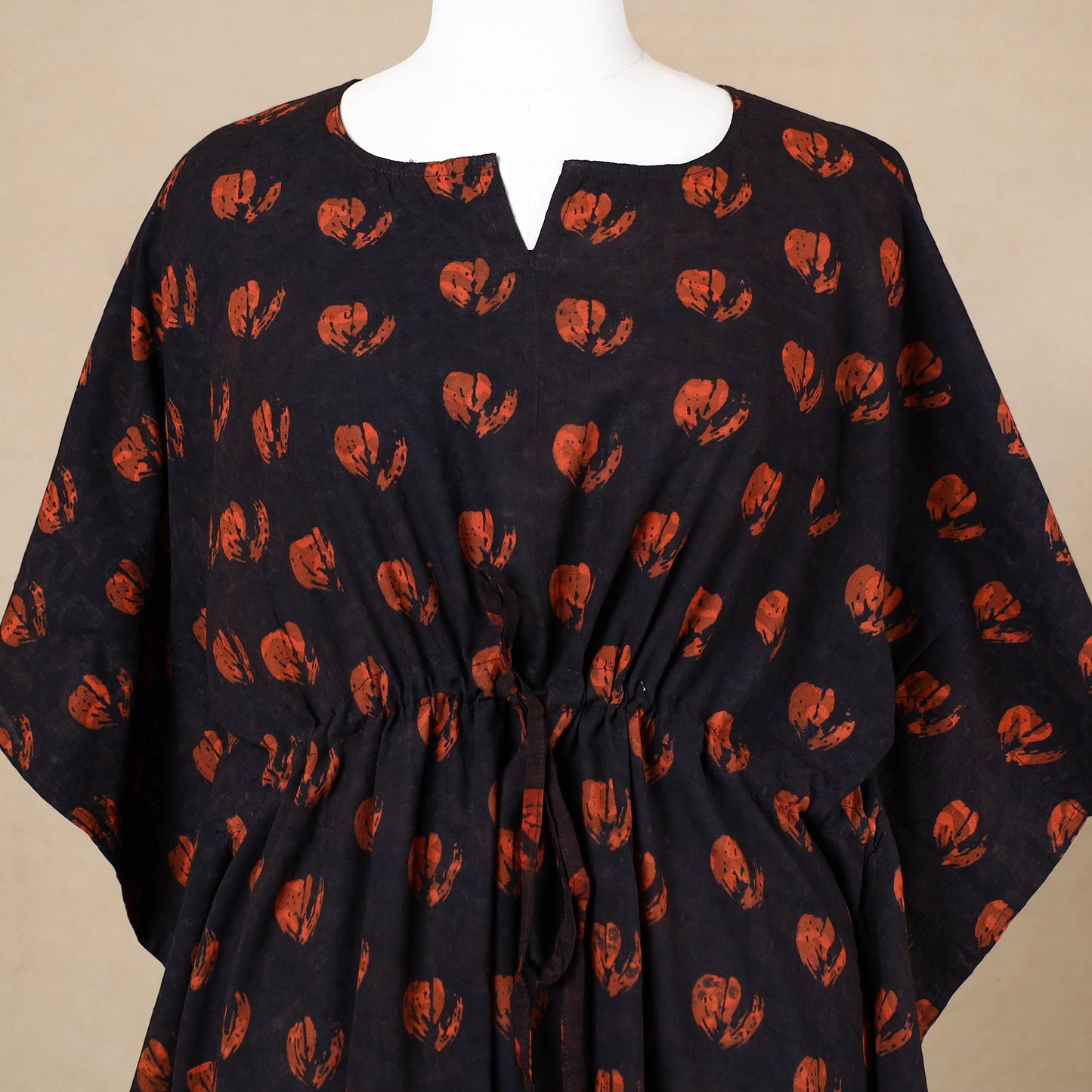 Buy Hand Block Printed Cotton Kaftan with Tie-Up Waist l iTokri.com