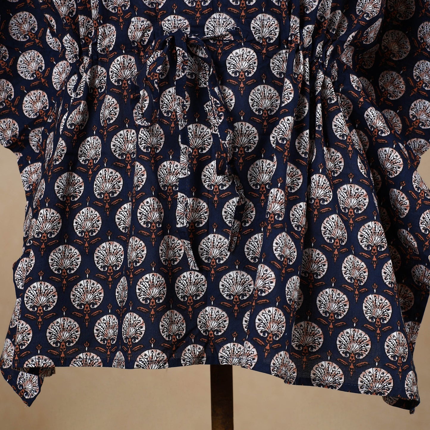 Hand Block Printed Cotton Kaftan with Tie-Up Waist