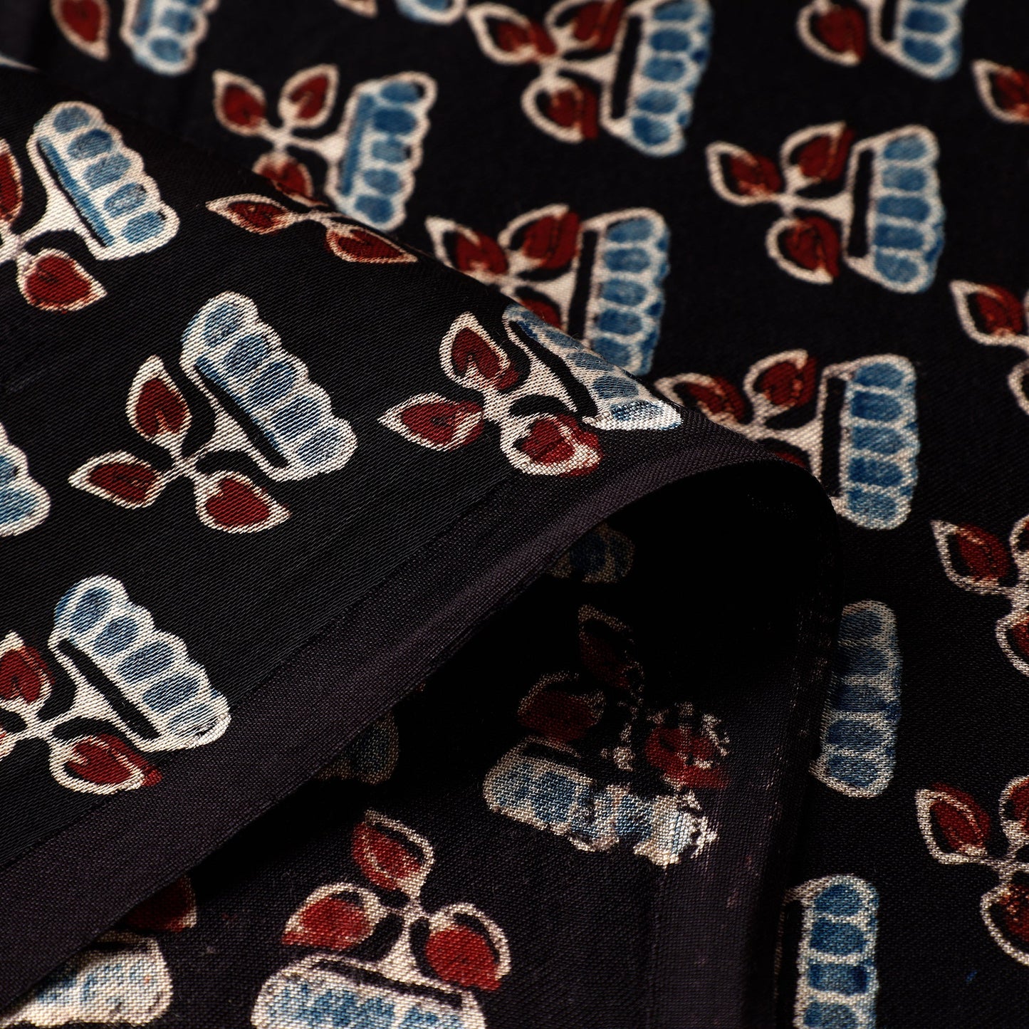 Ajrakh Hand Block Printed Modal Silk Precut Fabric
