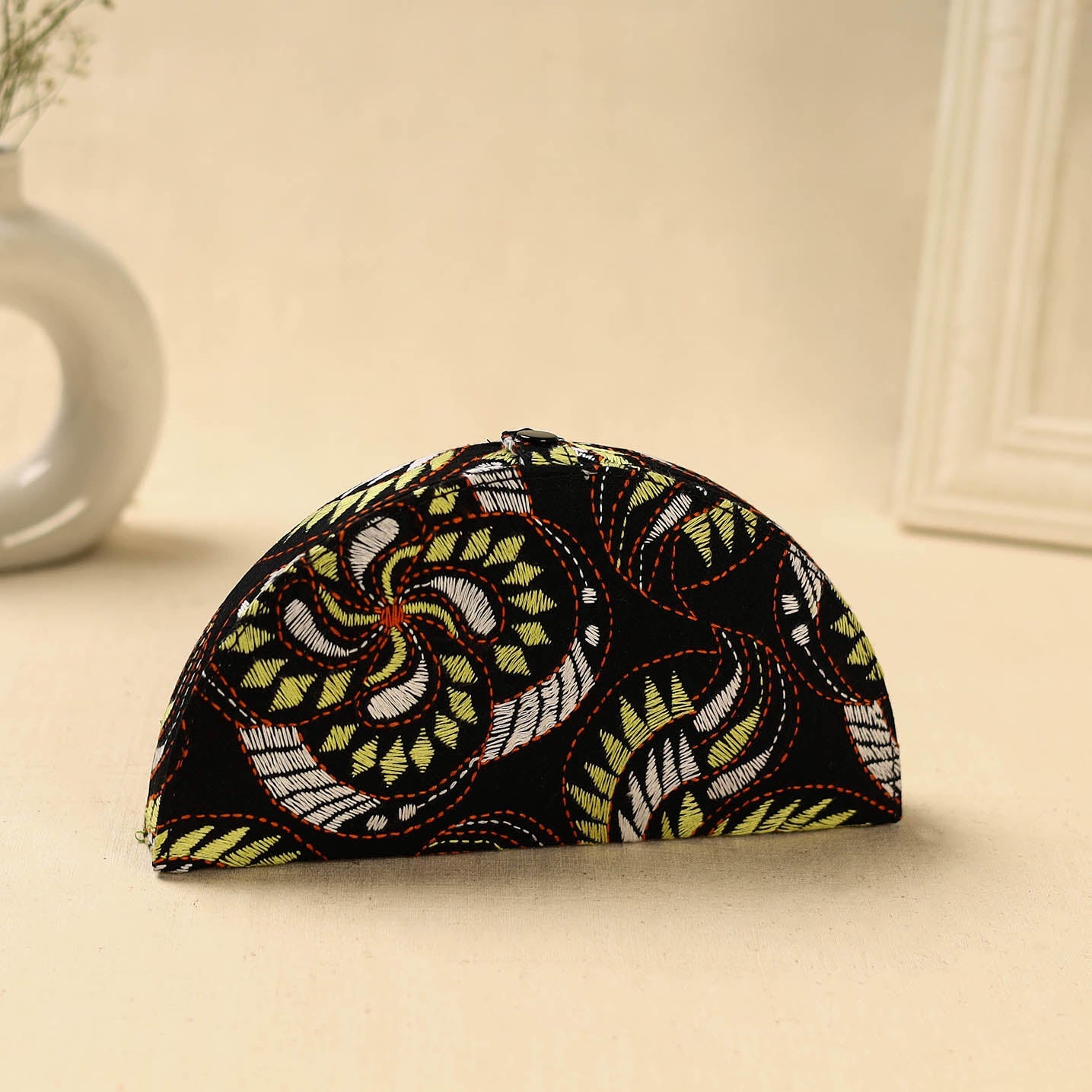 Black Handcrafted Bengal Kantha Work Jewelry Box