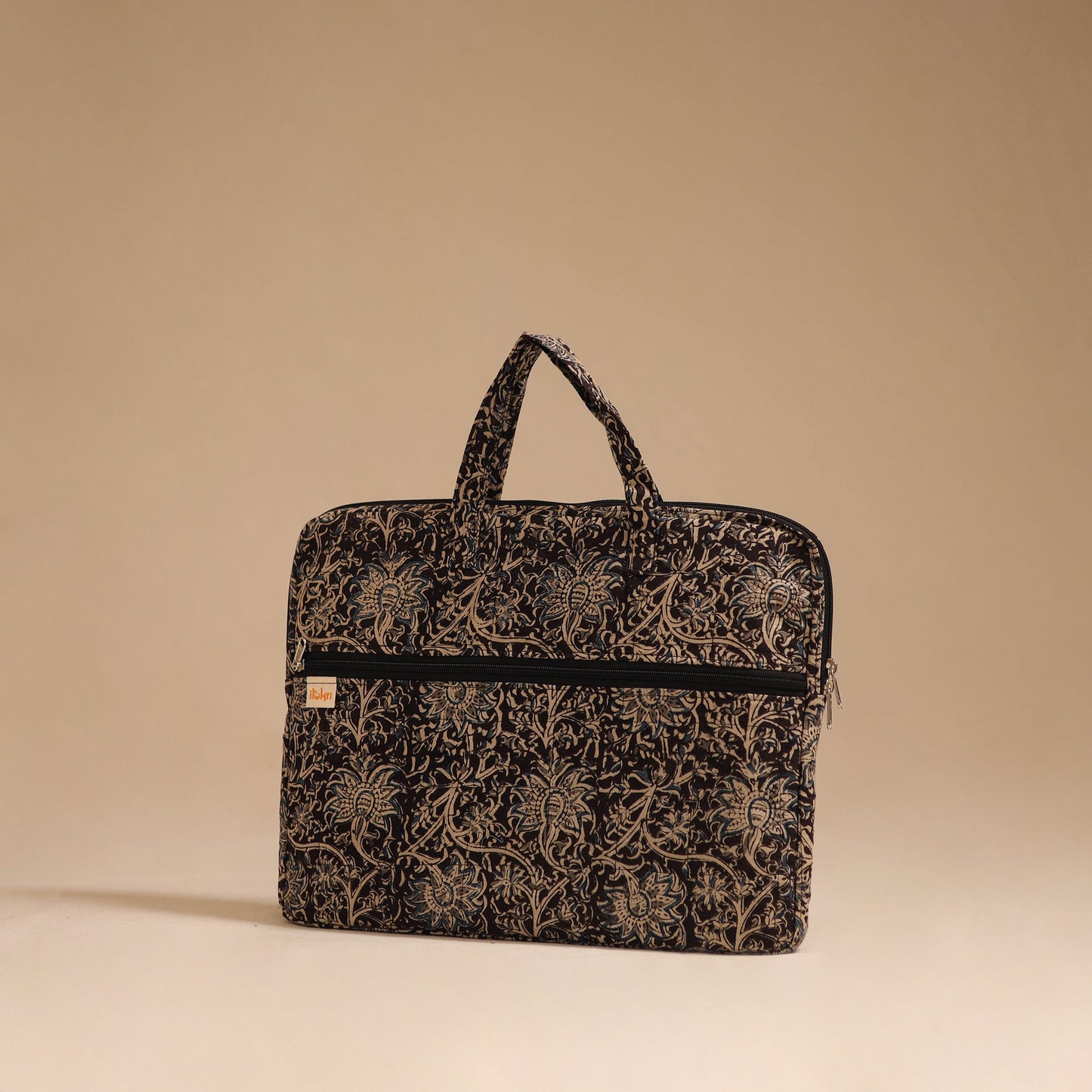 Black - handcrafted cotton quilted laptop bag 57