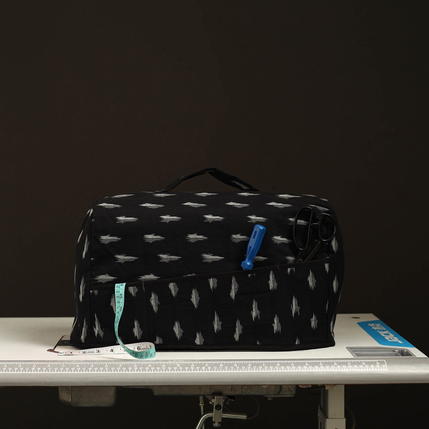 Black Handcrafted Cotton Sewing Machine Cover