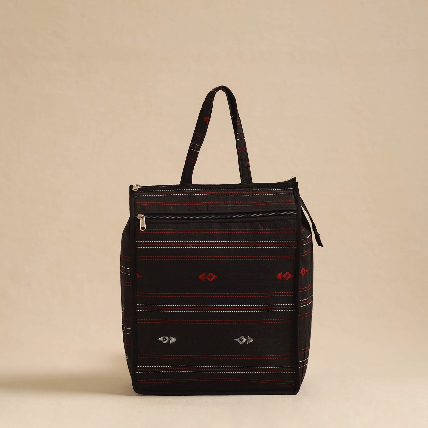 Black Handcrafted Cotton Shopping Hand Bag