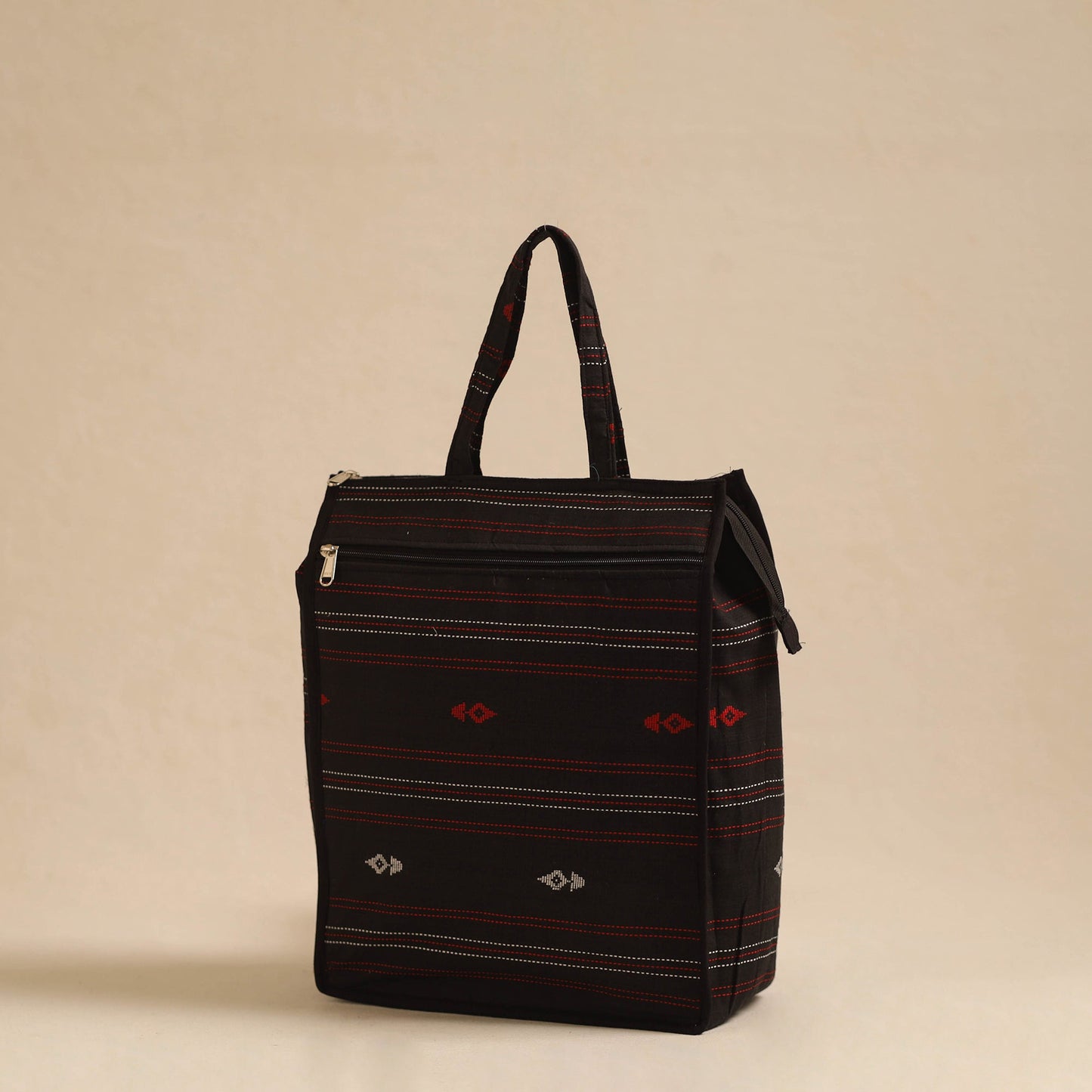 Black Handcrafted Cotton Shopping Hand Bag