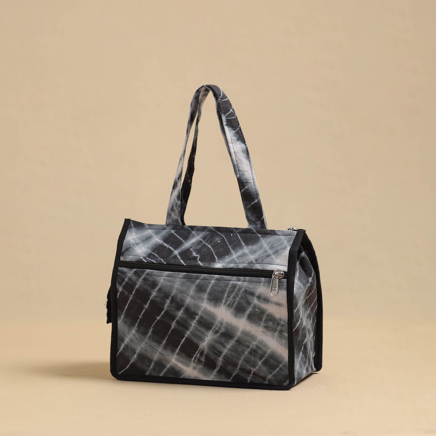 Black Handcrafted Cotton Small Hand Bag