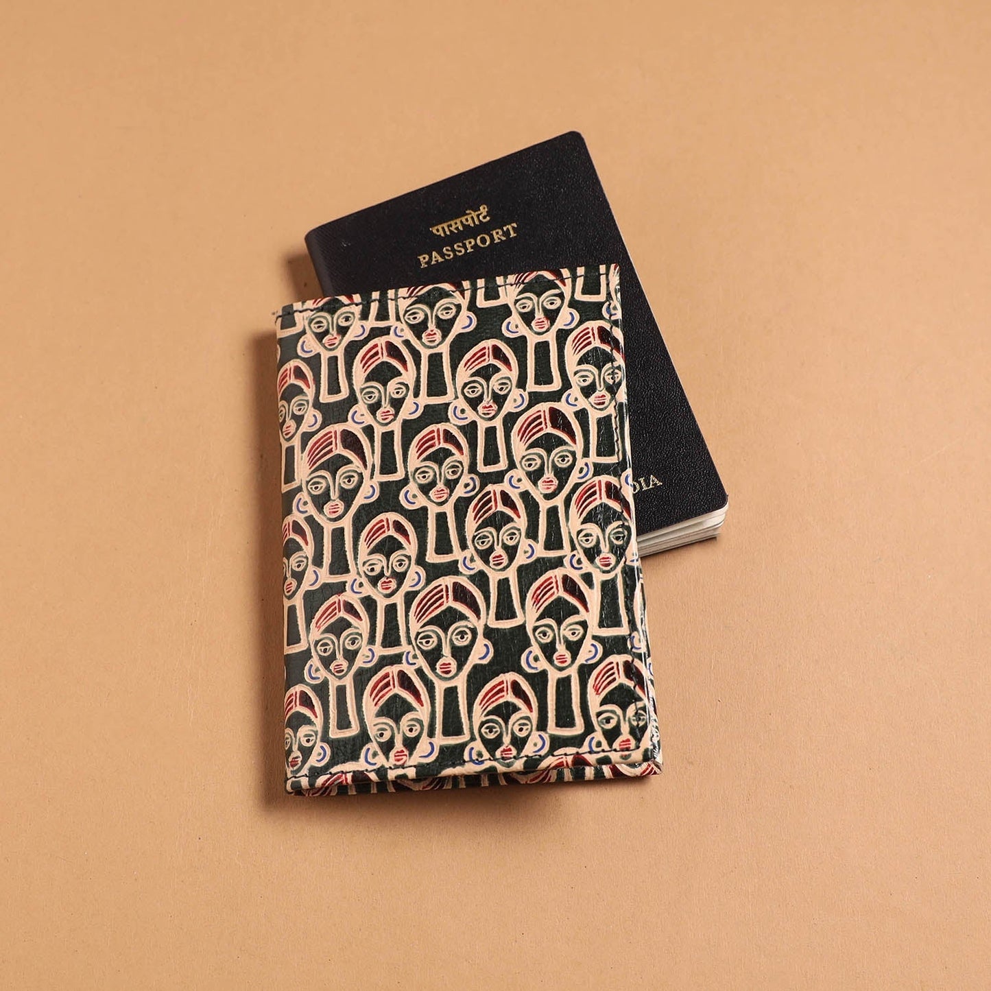 Handcrafted embossed leather passport cover 01