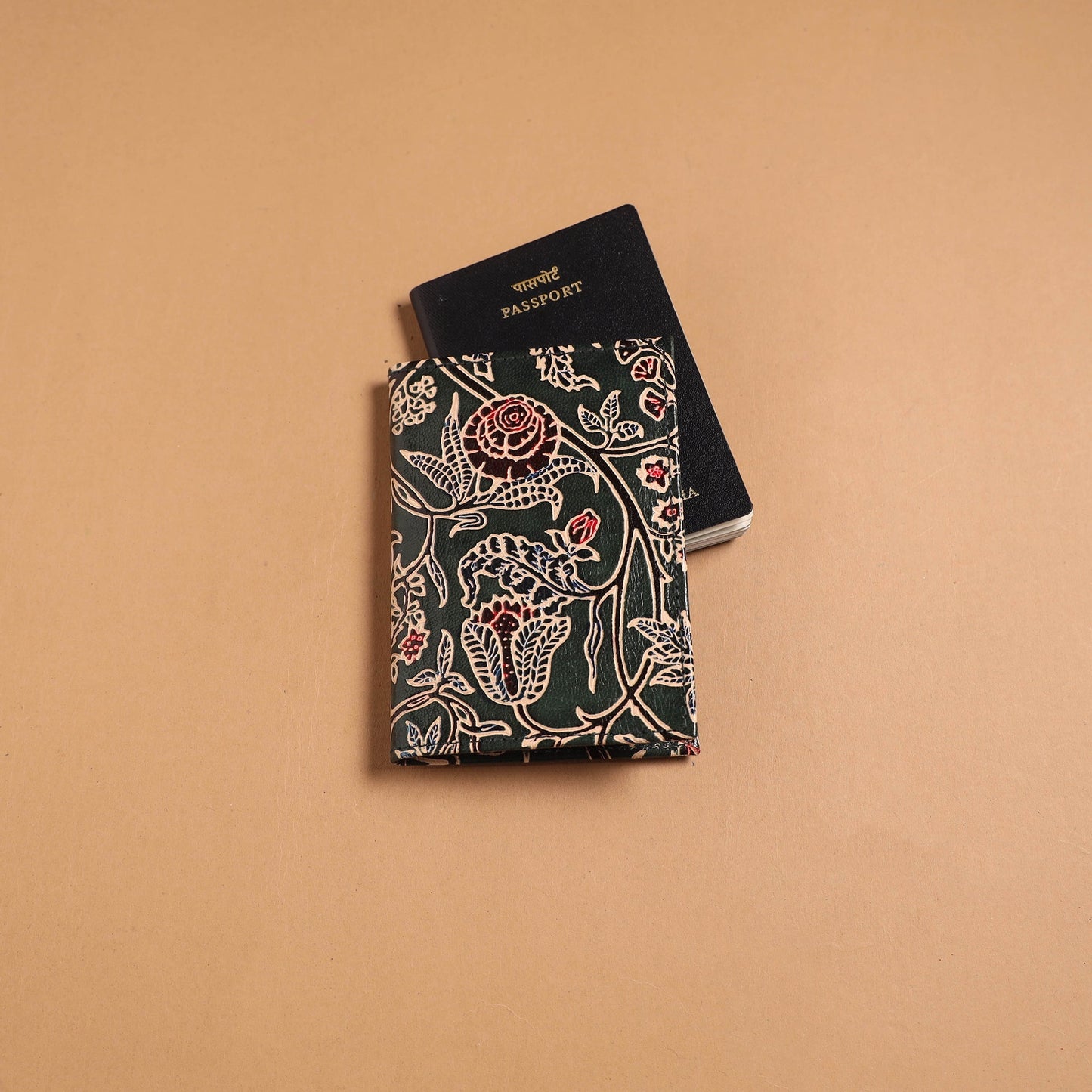 Handcrafted embossed leather passport cover 06