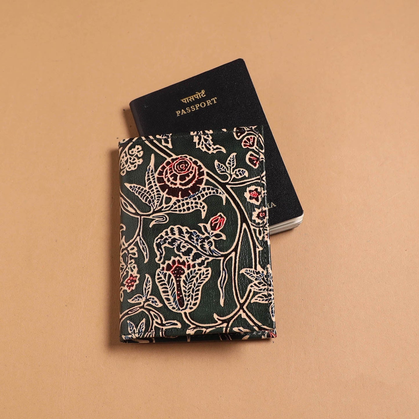 Handcrafted embossed leather passport cover 06