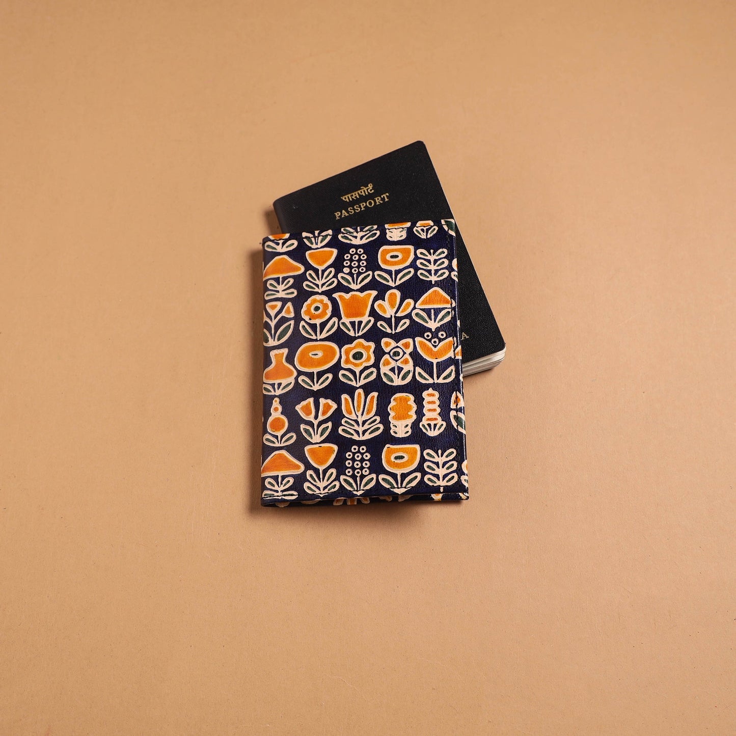 Handcrafted embossed leather passport cover 08