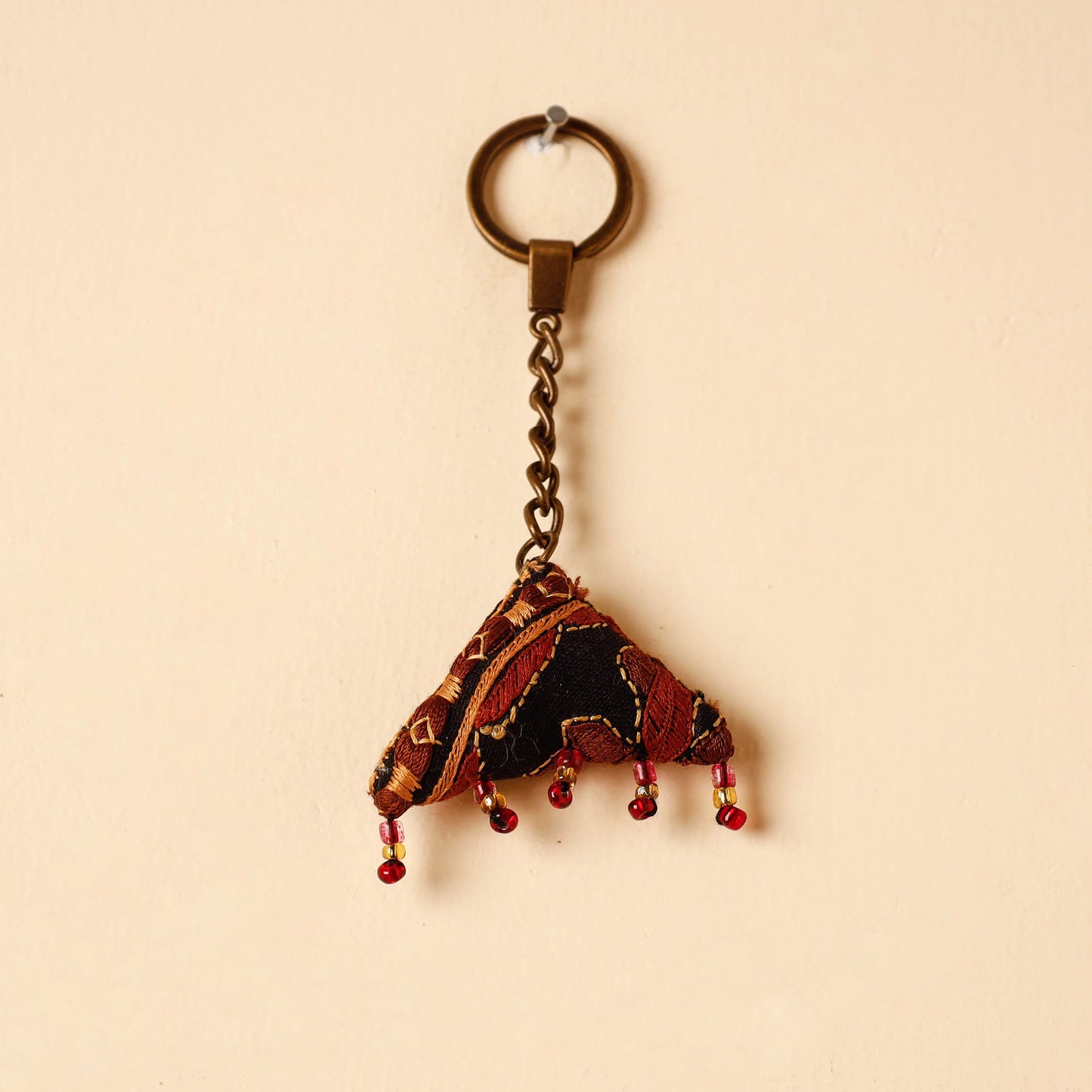 Black Handcrafted Kutch Hand Embroidery Keychain