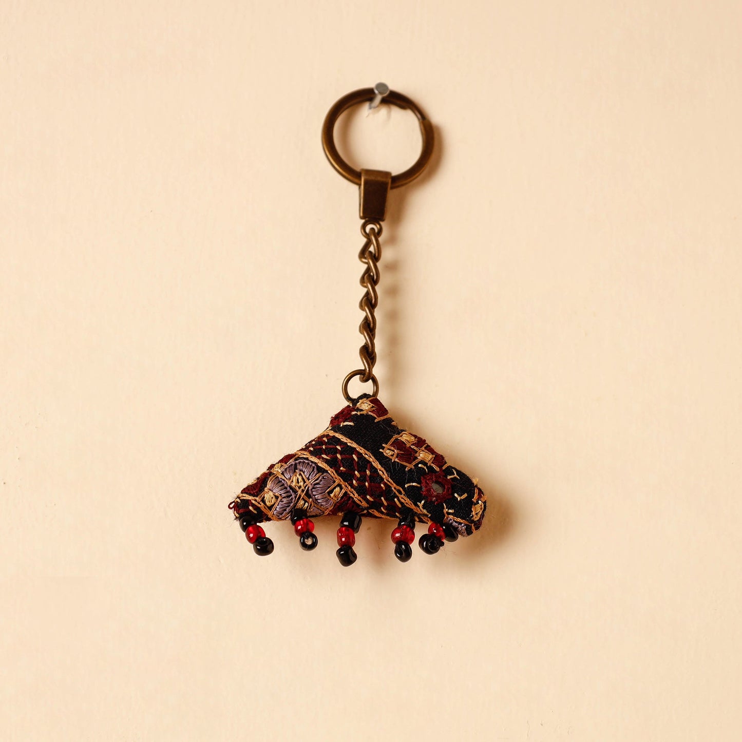 Black Handcrafted Kutch Hand Embroidery Keychain