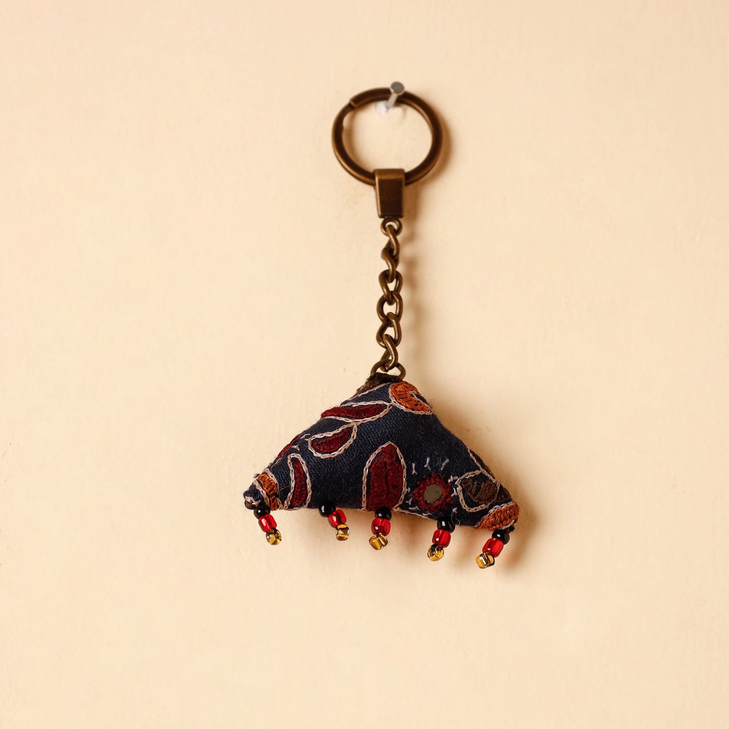 Black Handcrafted Kutch Hand Embroidery Keychain