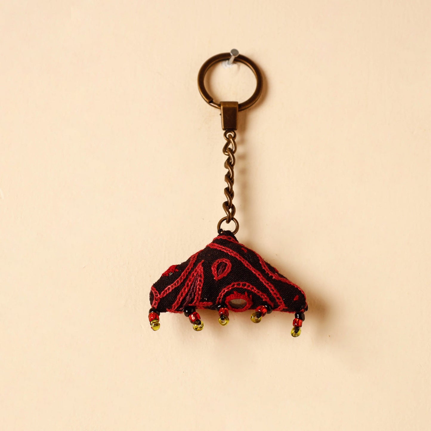 Black Handcrafted Kutch Hand Embroidery Keychain