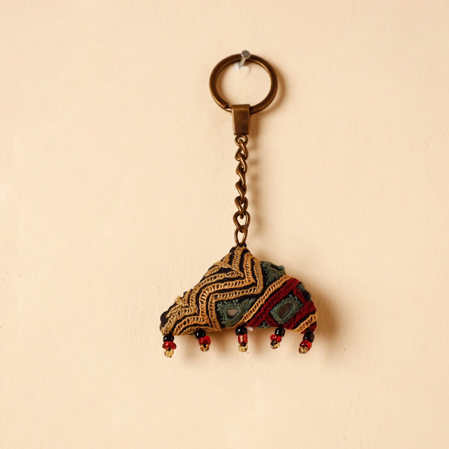 Black Handcrafted Kutch Hand Embroidery Keychain