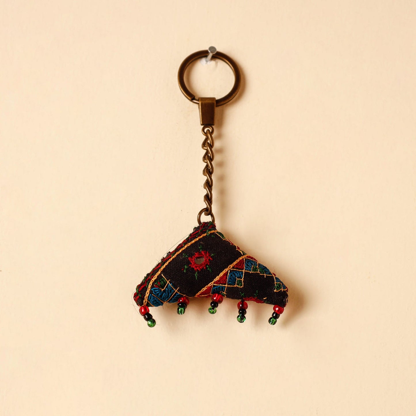 Black Handcrafted Kutch Hand Embroidery Keychain