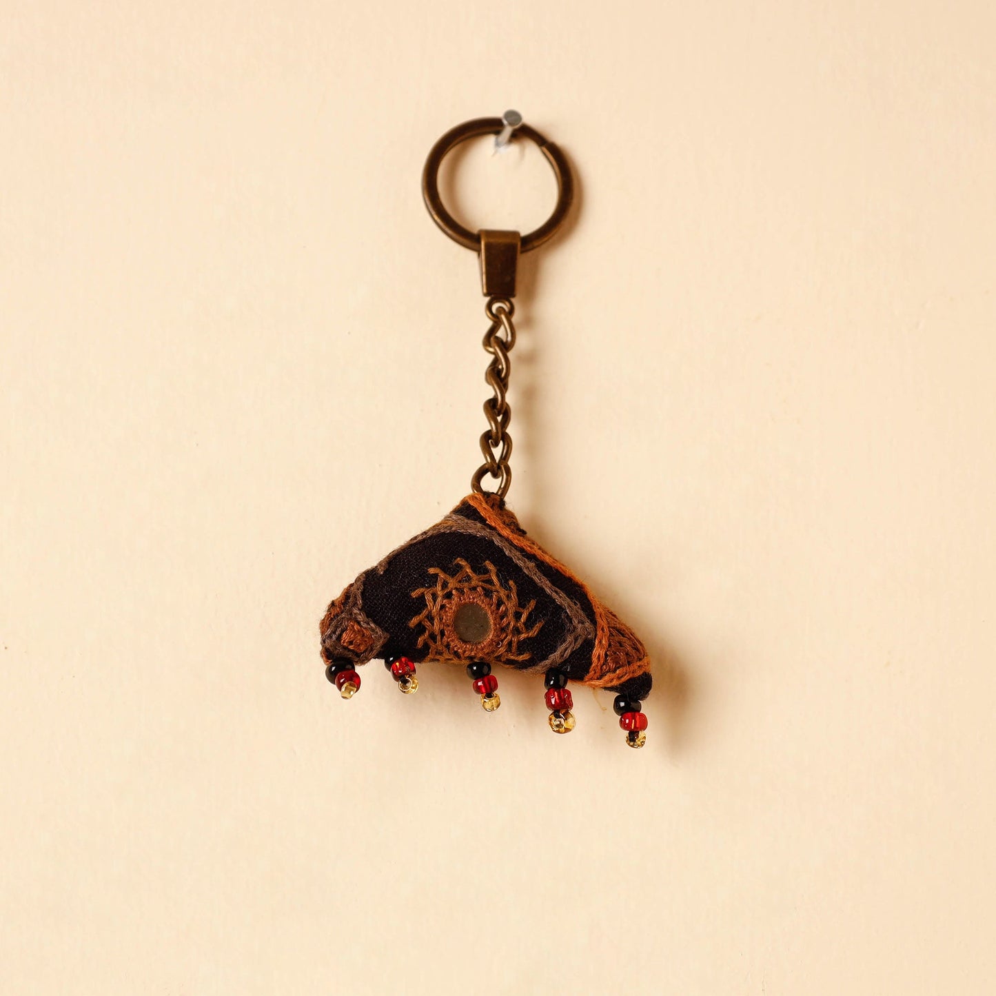Black Handcrafted Kutch Hand Embroidery Keychain