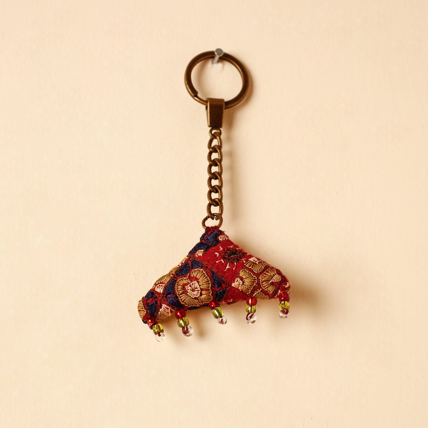 Red Handcrafted Kutch Hand Embroidery Keychain