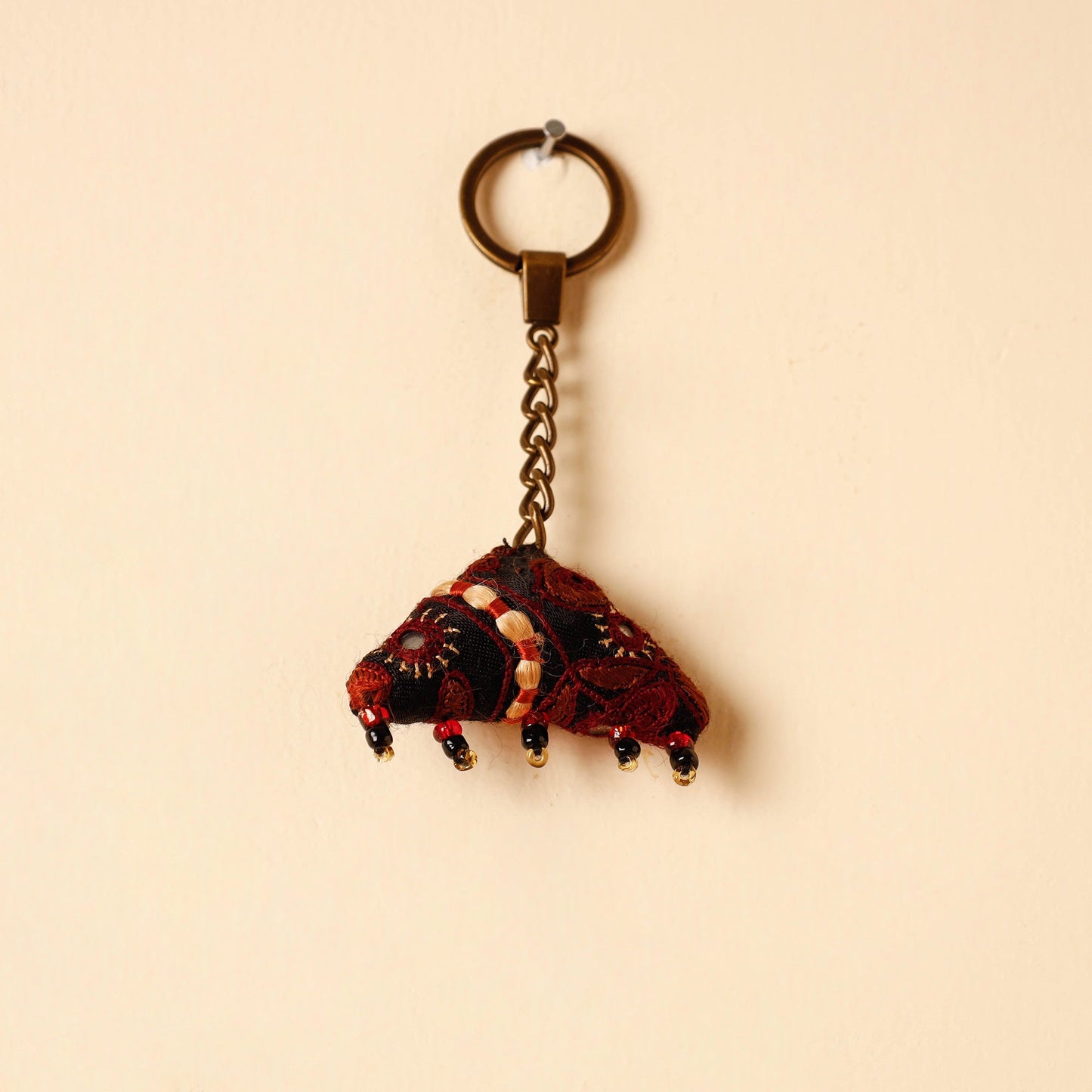 Black Handcrafted Kutch Hand Embroidery Keychain