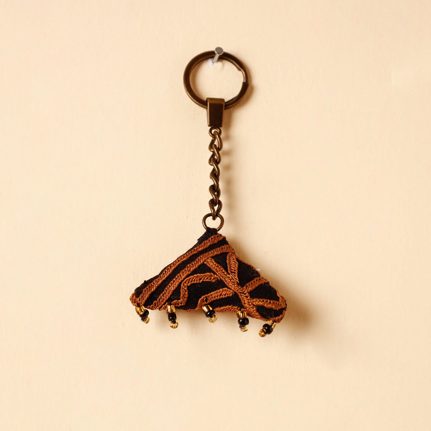 Black Handcrafted Kutch Hand Embroidery Keychain