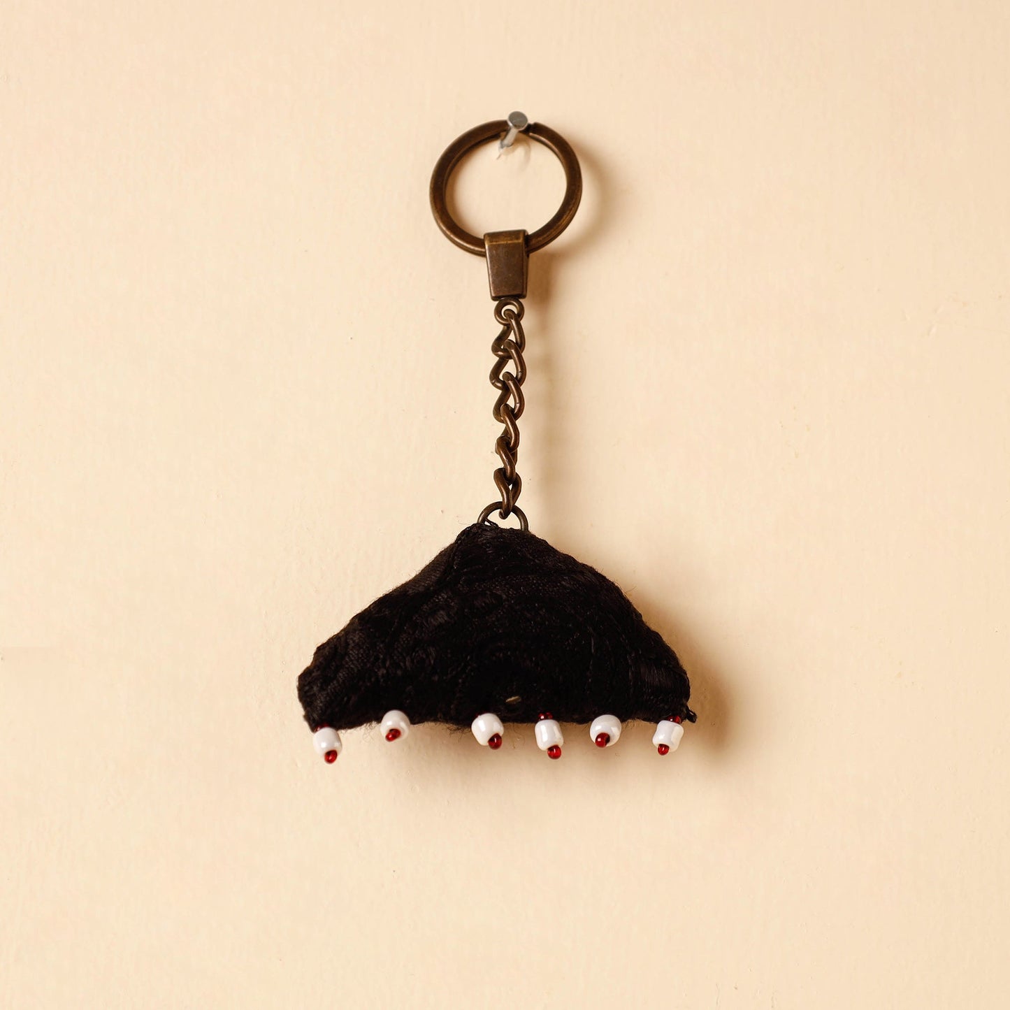 Black Handcrafted Kutch Hand Embroidery Keychain
