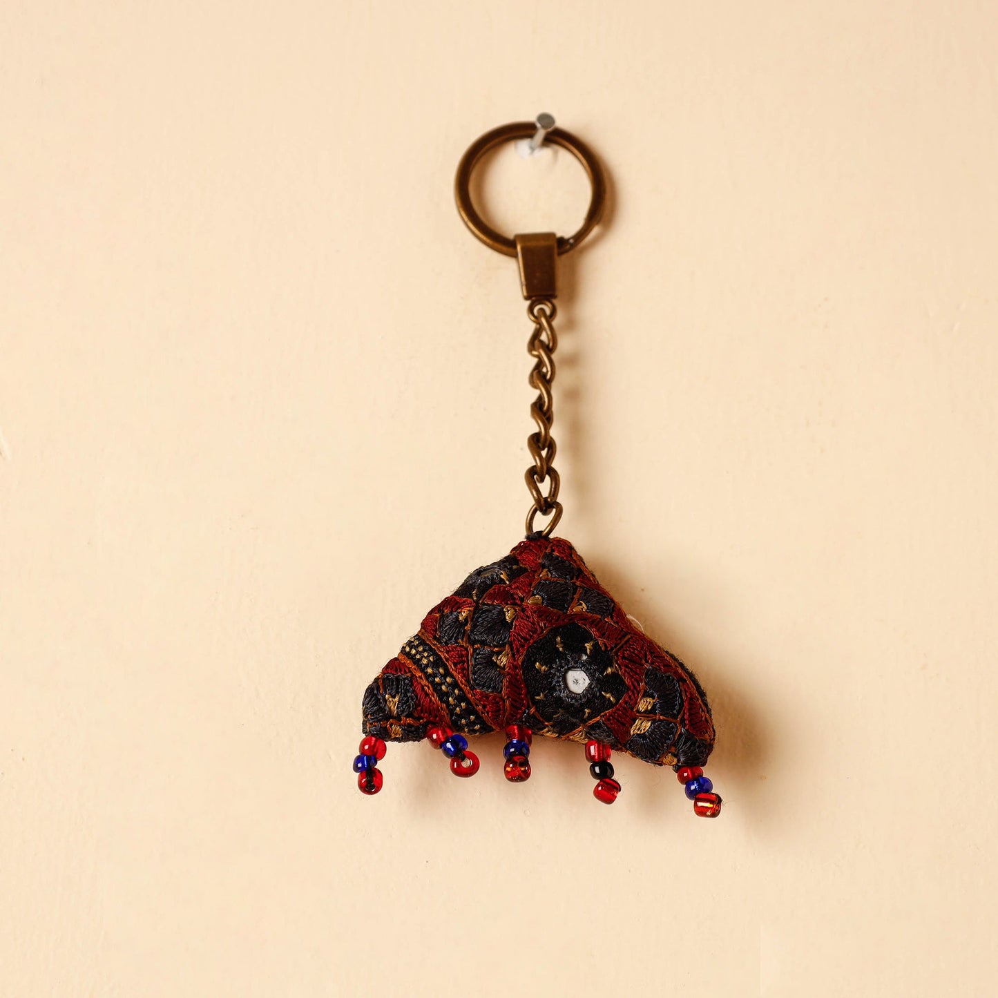 Black Handcrafted Kutch Hand Embroidery Keychain