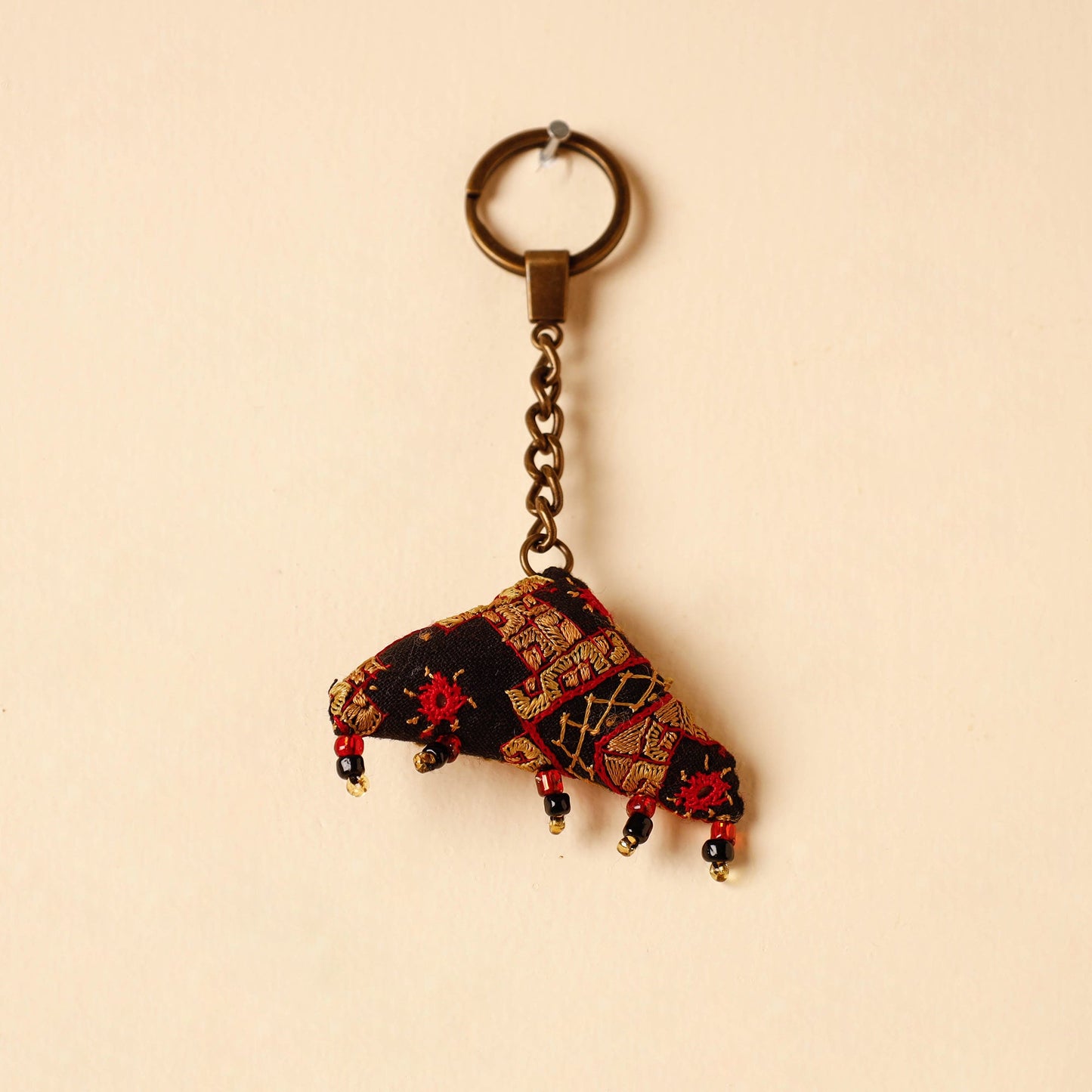 Black Handcrafted Kutch Hand Embroidery Keychain