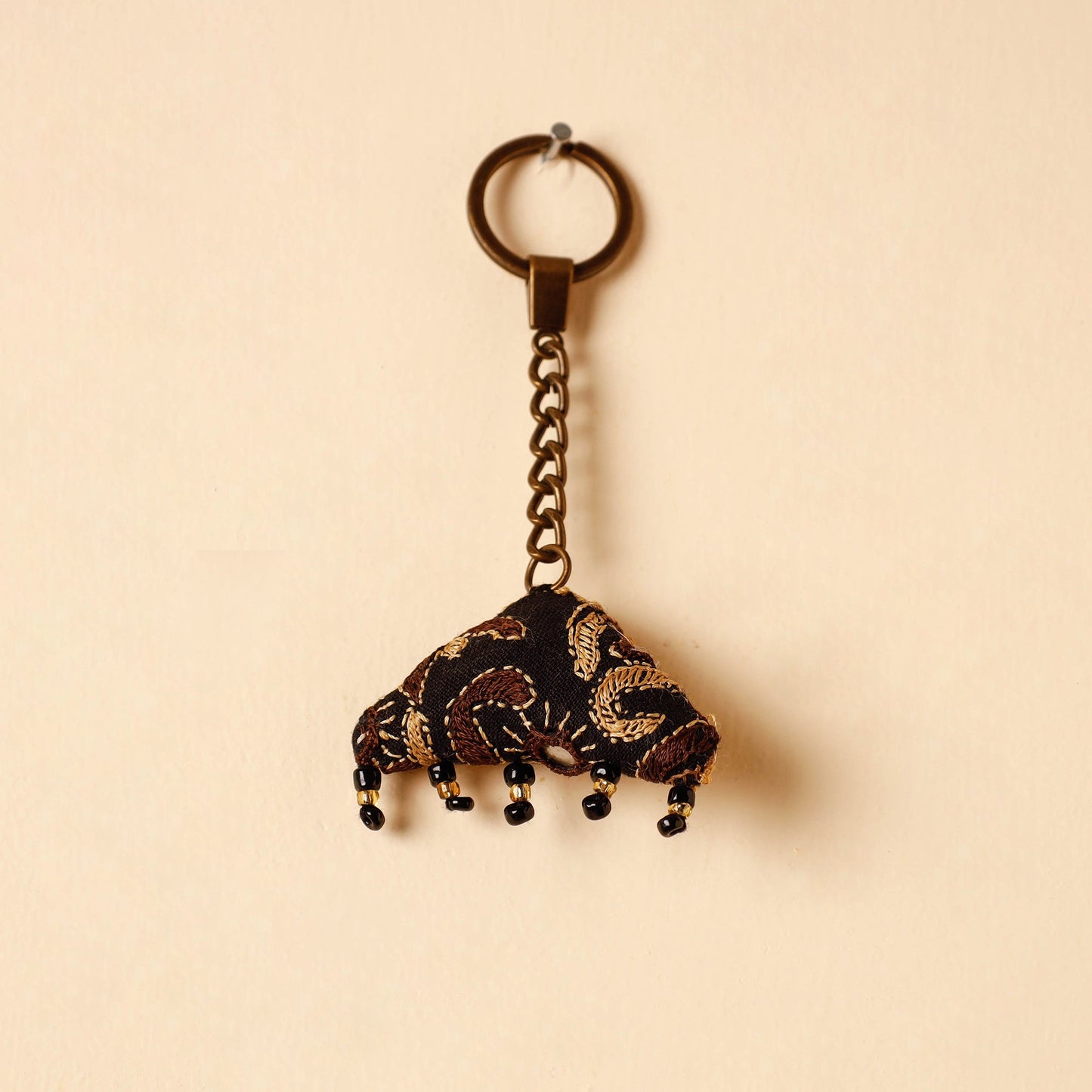 Black Handcrafted Kutch Hand Embroidery Keychain