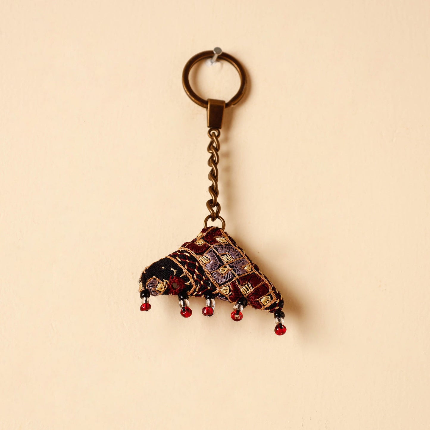 Black Handcrafted Kutch Hand Embroidery Keychain
