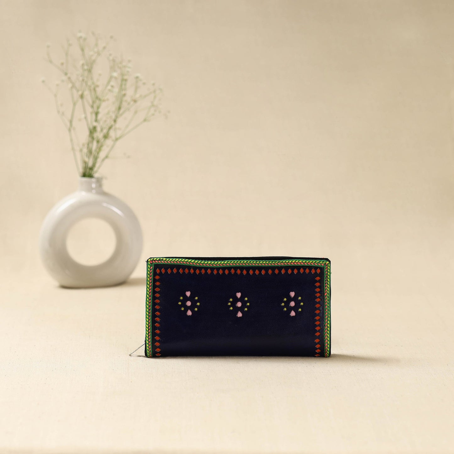 Black - handcrafted kutch leather clutch / wallet 38