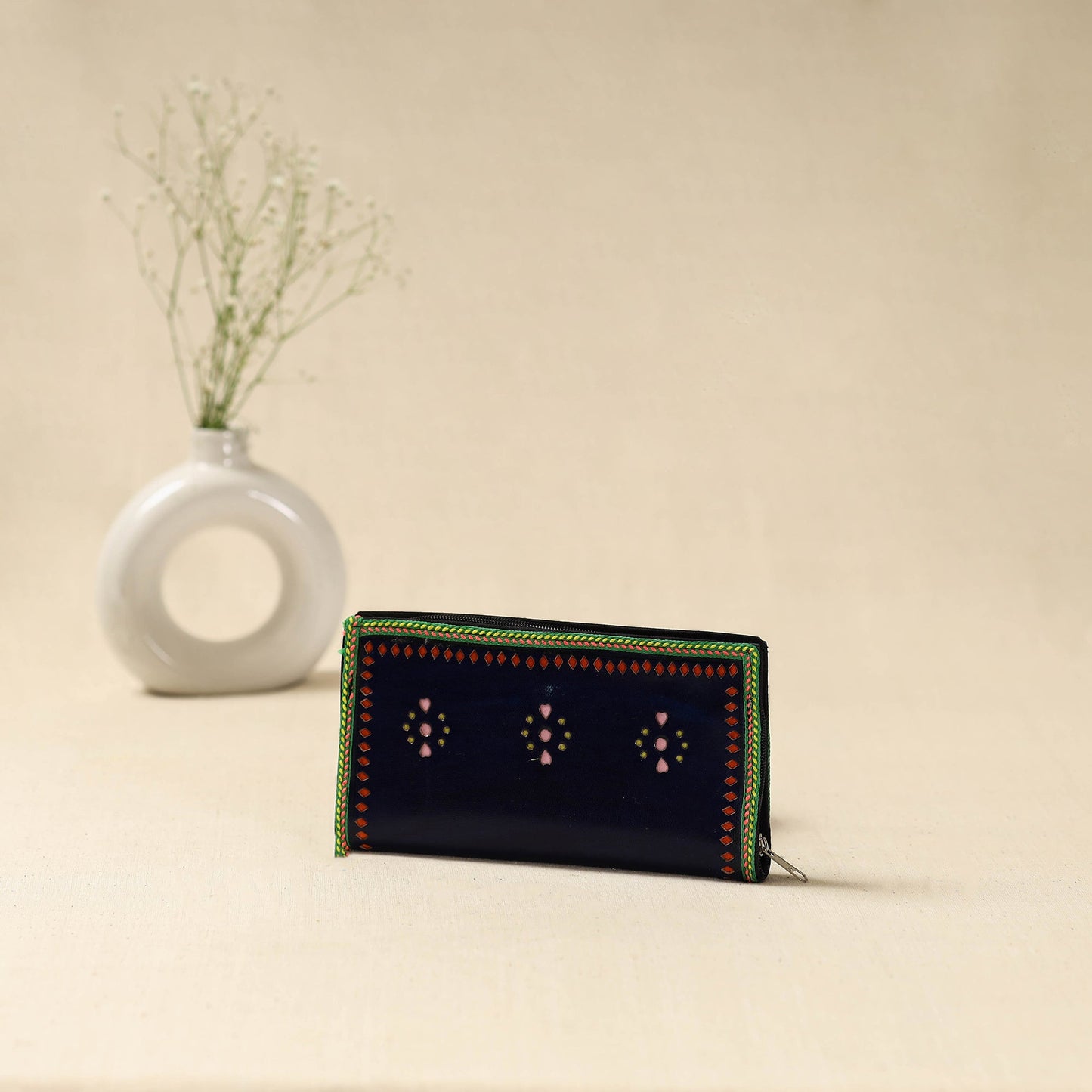 Black - handcrafted kutch leather clutch / wallet 38