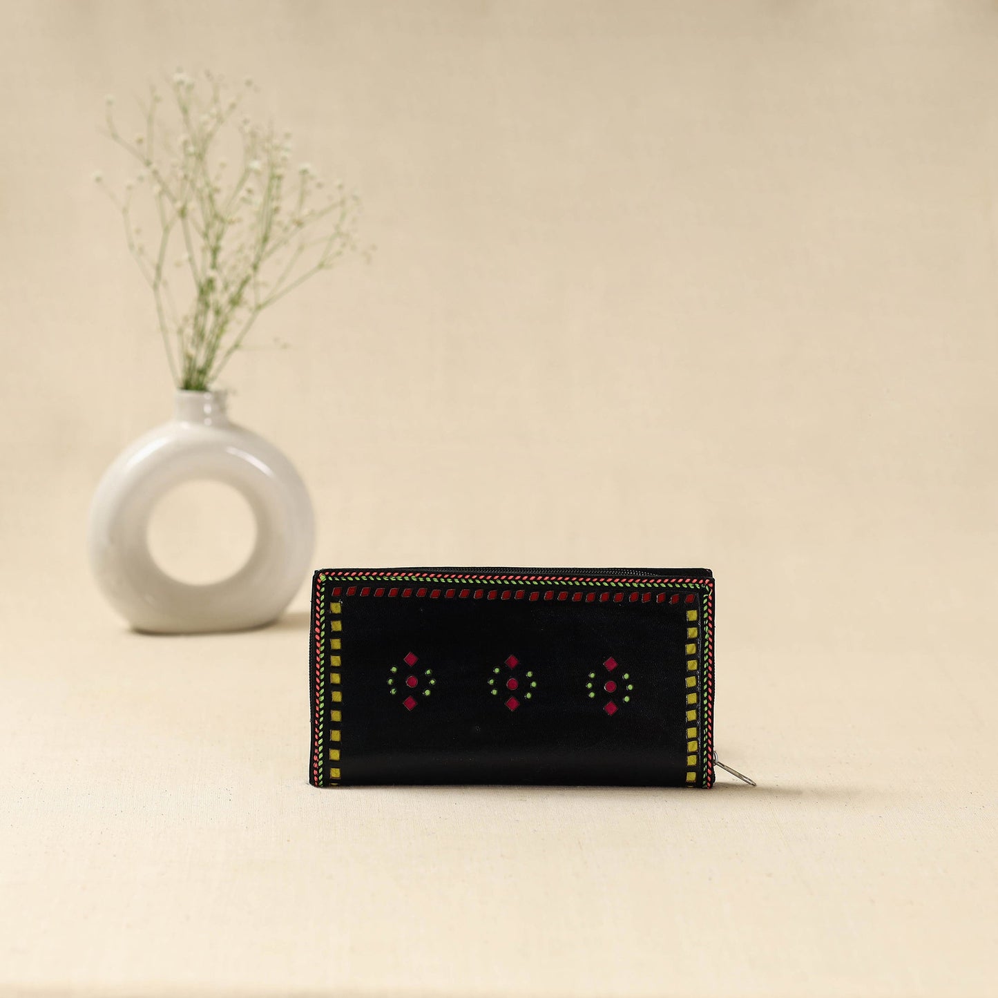 Black - handcrafted kutch leather clutch / wallet 40