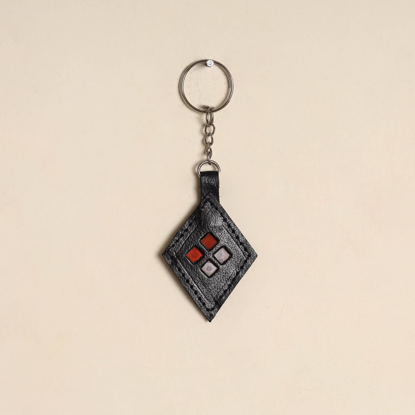 Black - handcrafted kutch leather keychain 07