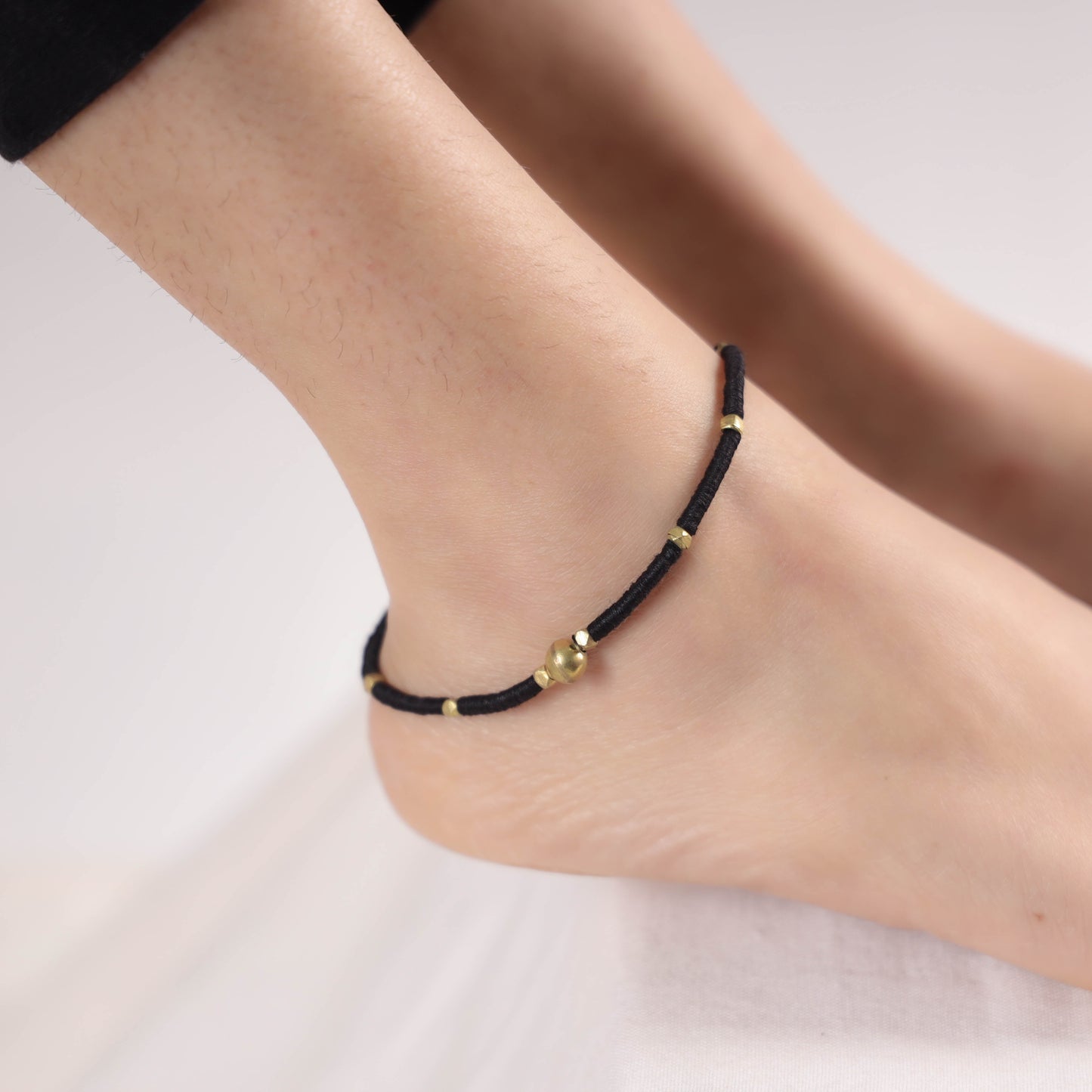 Handcrafted odisha dokra beads threadwork tribal anklet 04