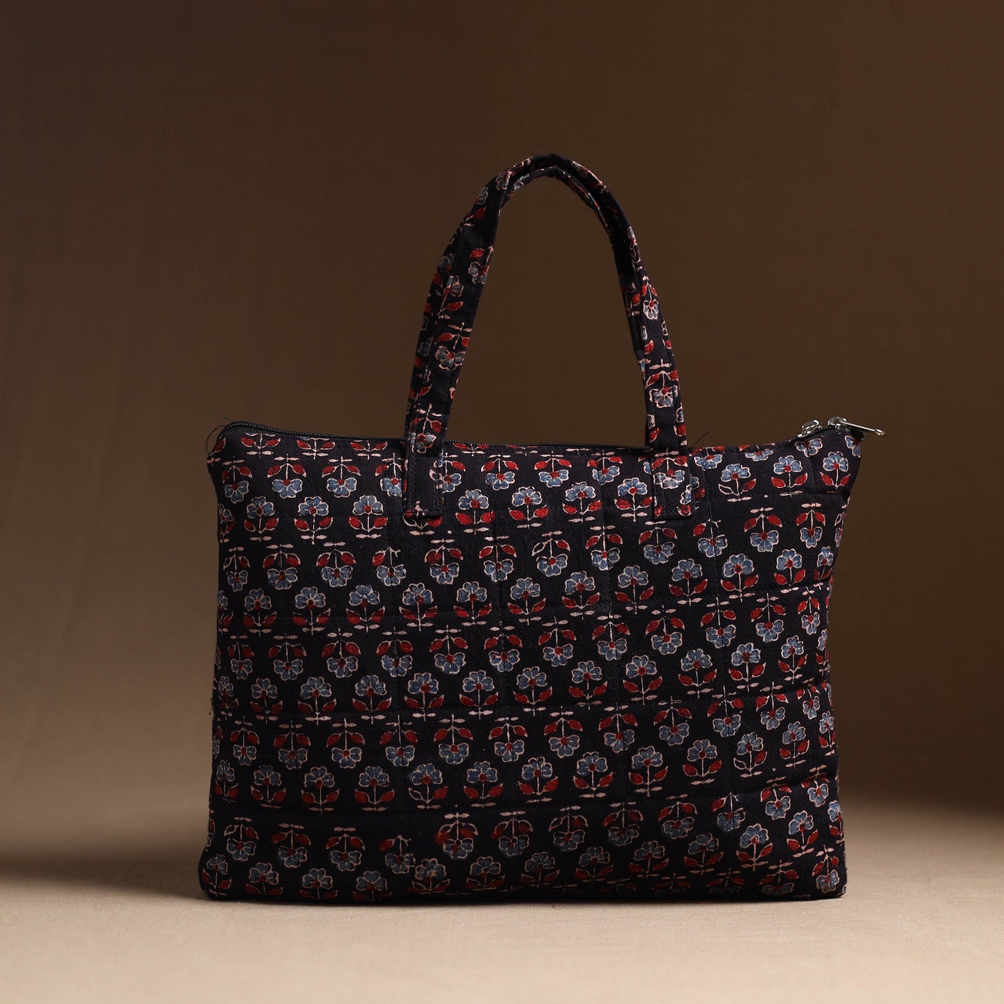 Black Handcrafted Quilted Cotton Hand Bag 17