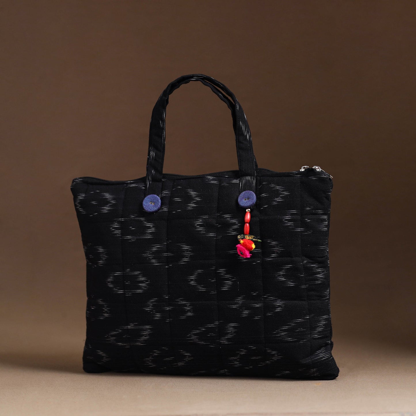 Black Handcrafted Quilted Cotton Hand Bag 61