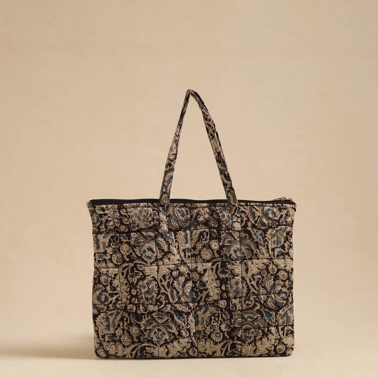 Black Handcrafted Quilted Cotton Hand Bag