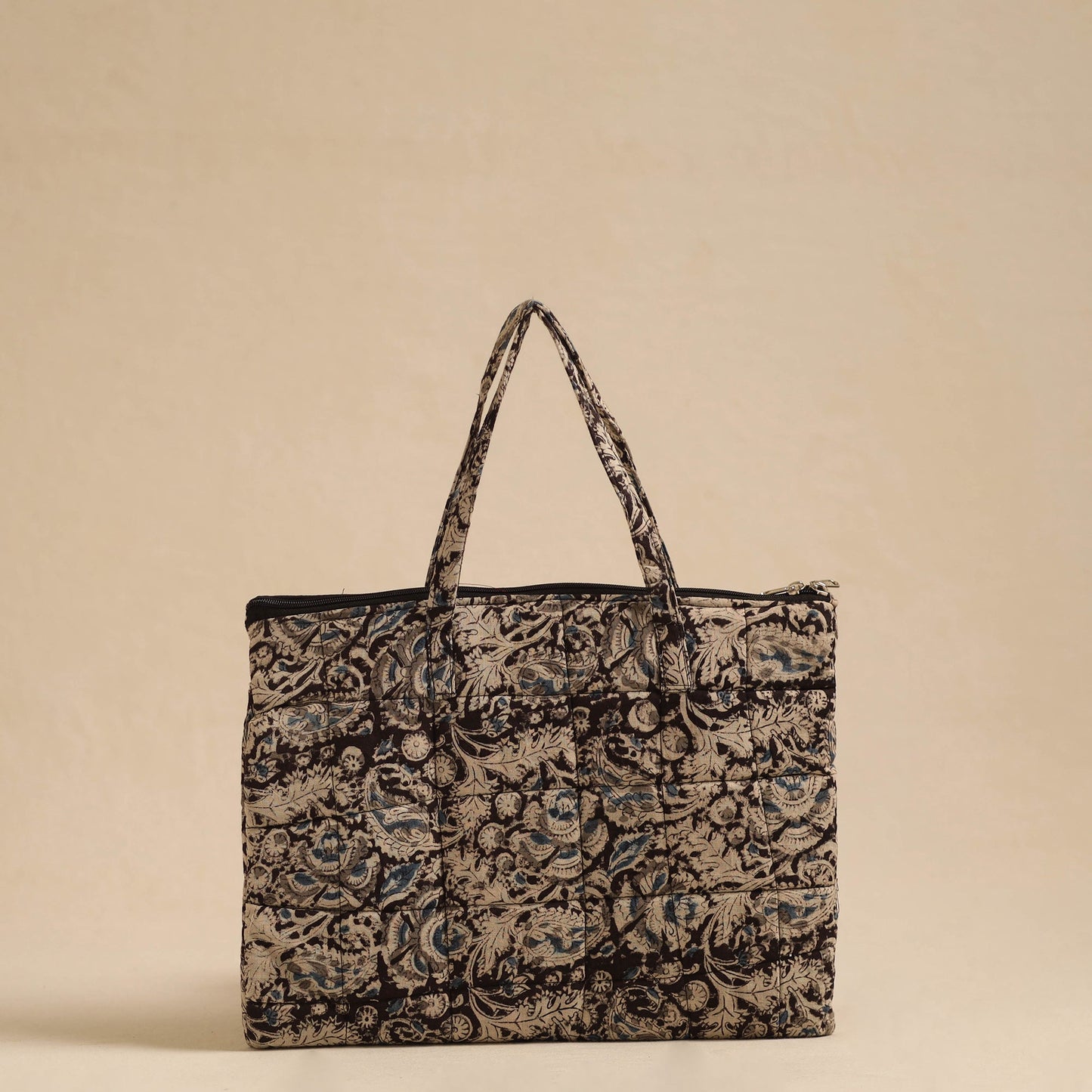Black Handcrafted Quilted Cotton Hand Bag