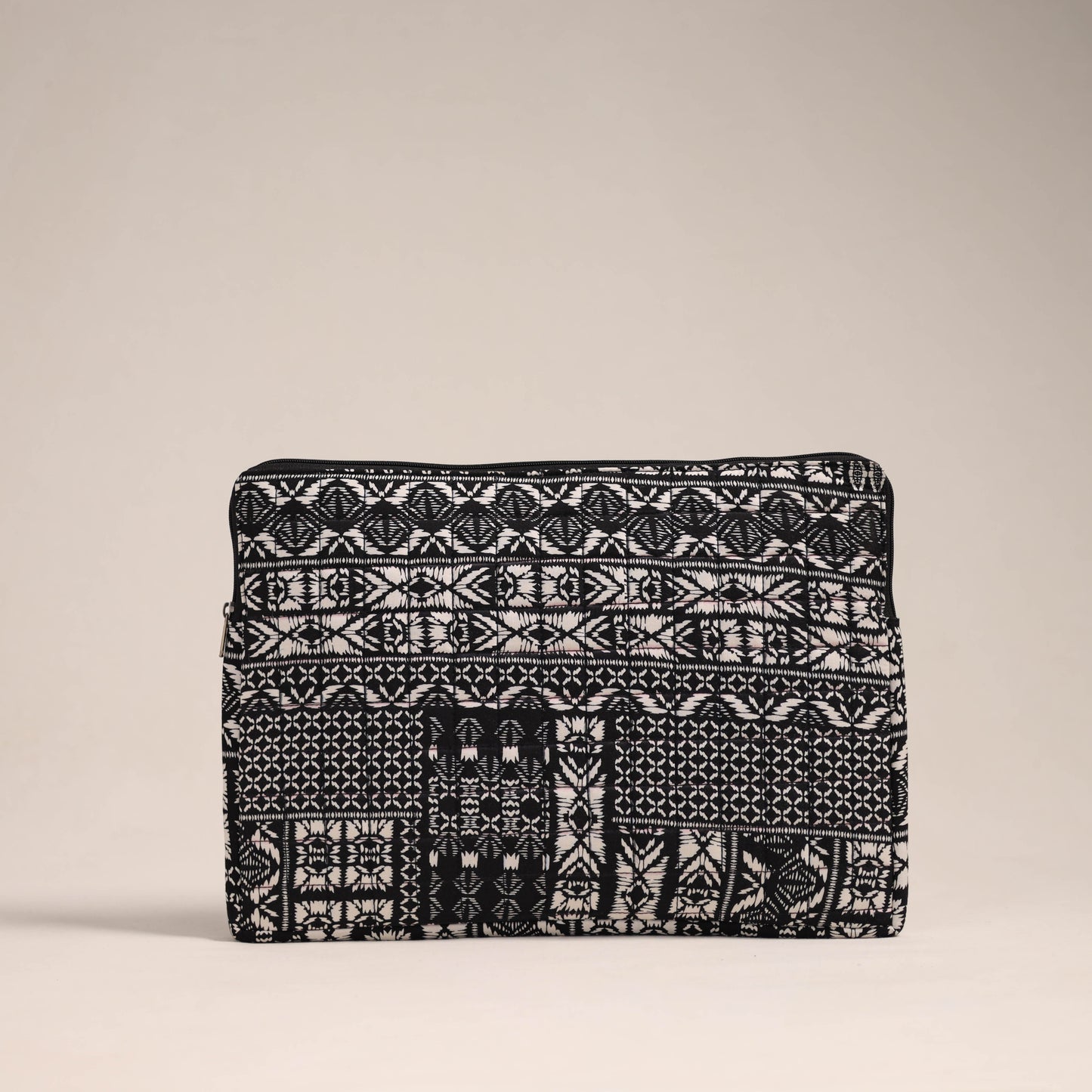 Black Handcrafted Quilted Laptop Sleeve (11 x 16 in)