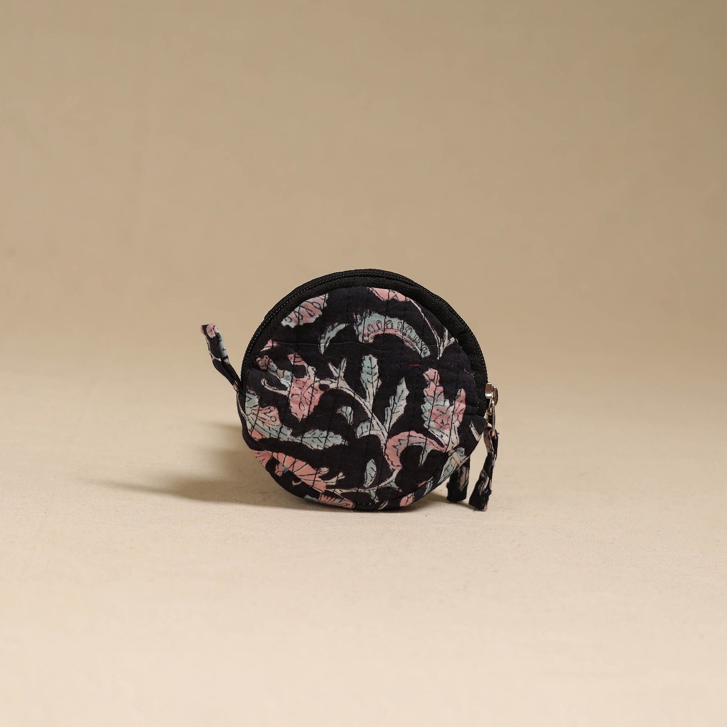 Black - handcrafted quilted sanganeri block printed fabric