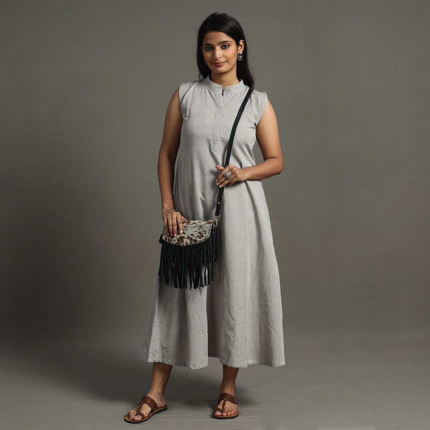 Handcrafted Suede Leather Fringe Sling Bag