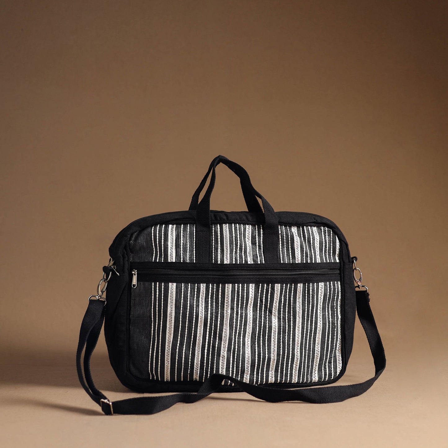 Black Handcrafted Upcycled Woven Laptop Bag