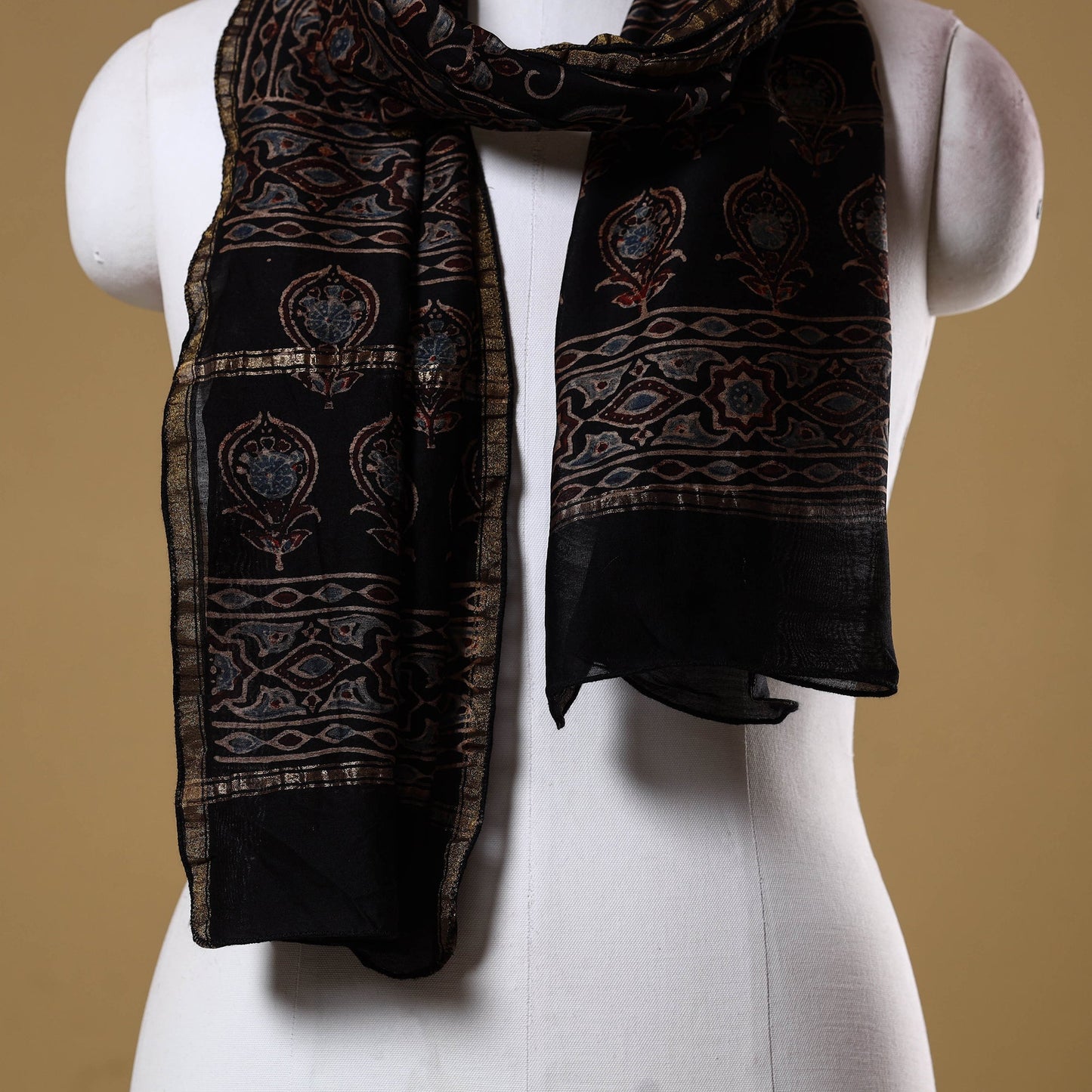 Handloom chanderi silk natural dyed stole 12 - handcrafted