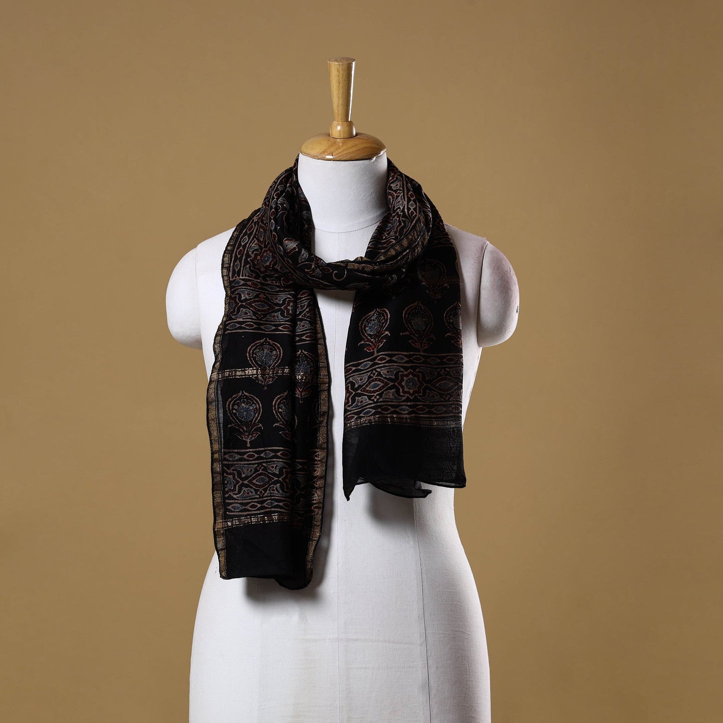 Handloom chanderi silk natural dyed stole 12 - handcrafted