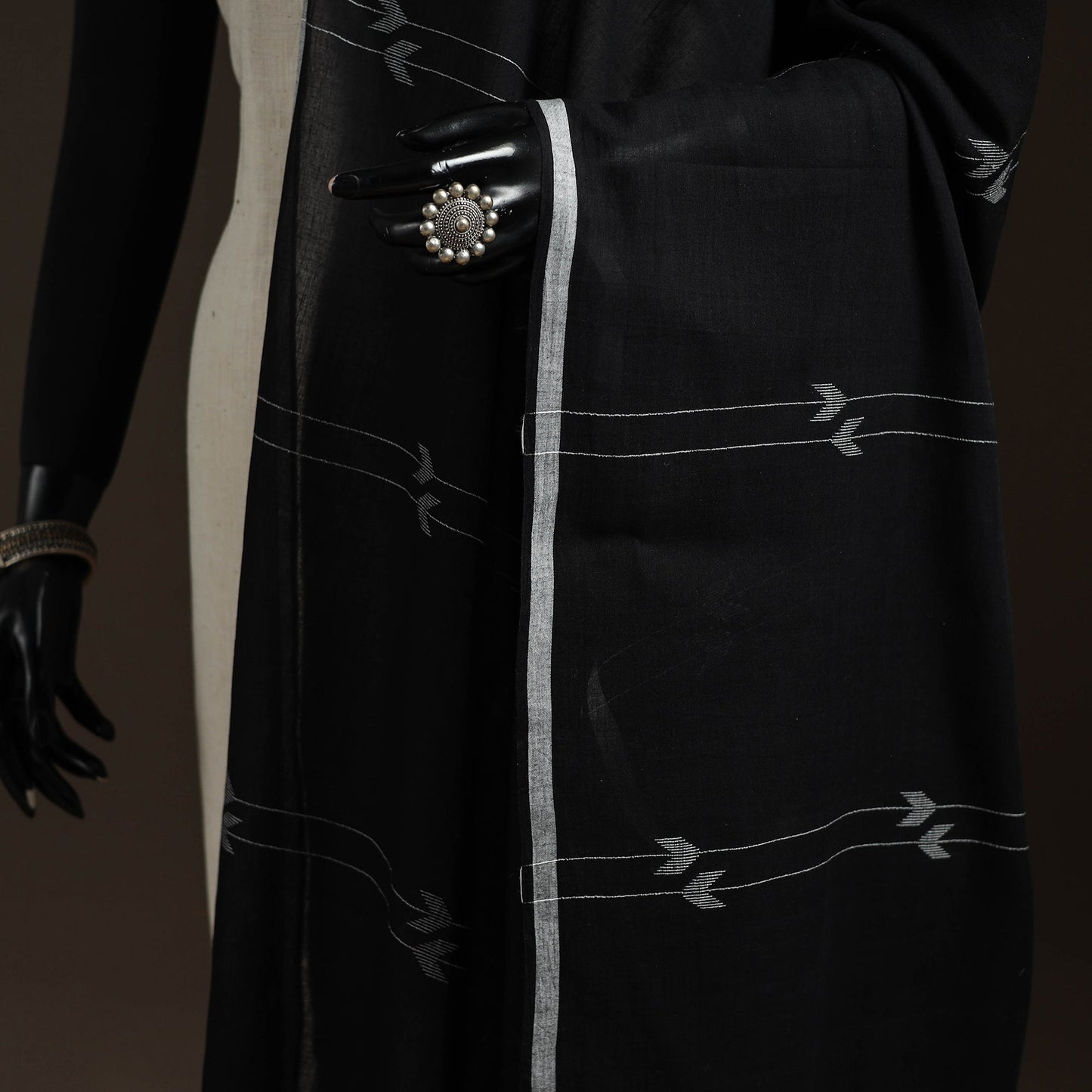 Handloom cotton bengal jamdani dupatta 33 - handcrafted