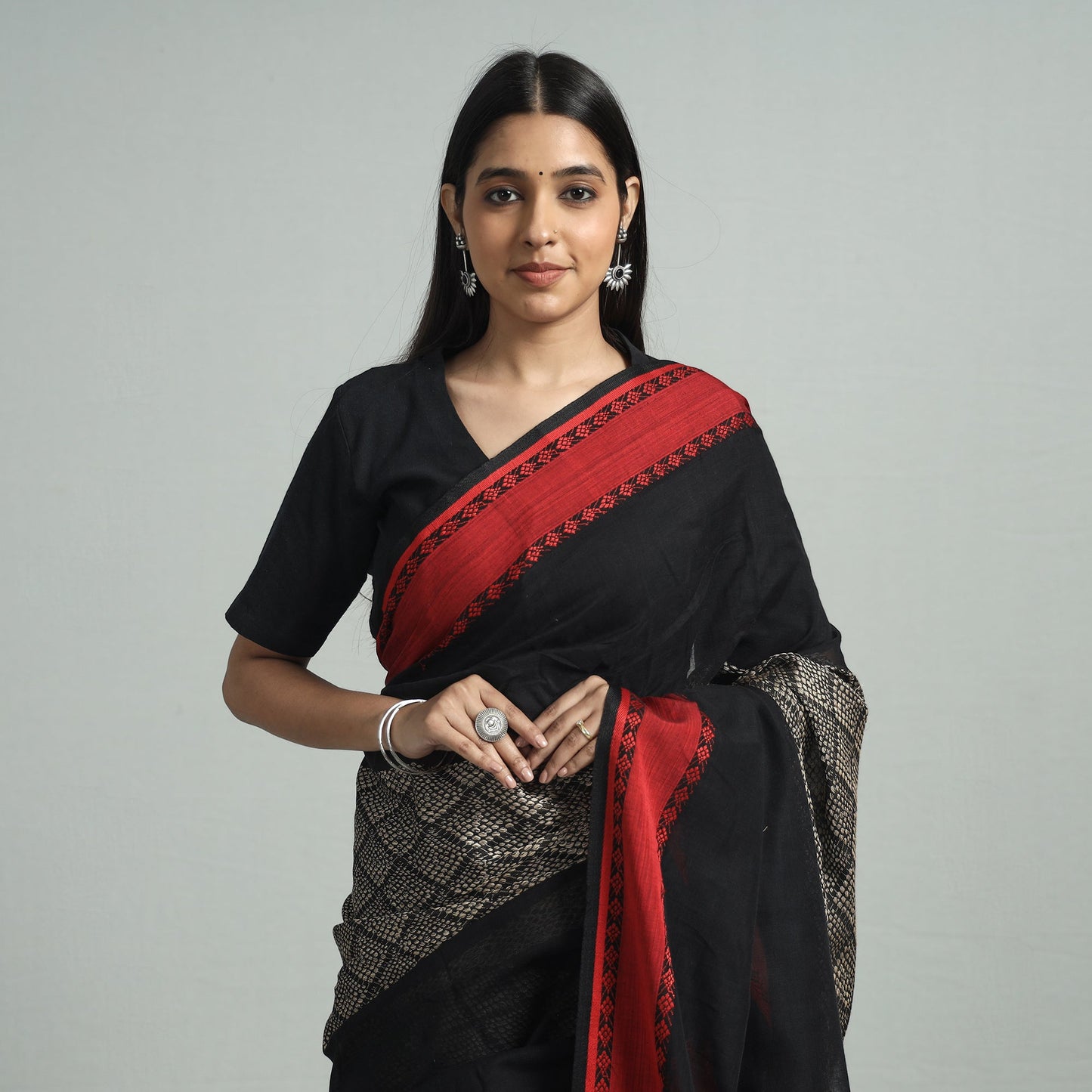 Handloom Cotton Phulia Bengal Jamdani Saree