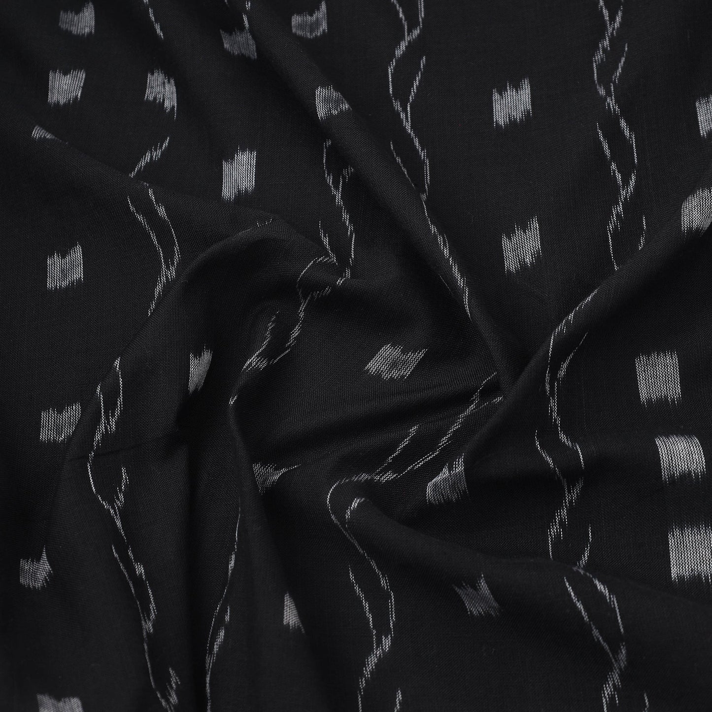 Black Handloom Cotton Sambalpuri Ikat Fabric