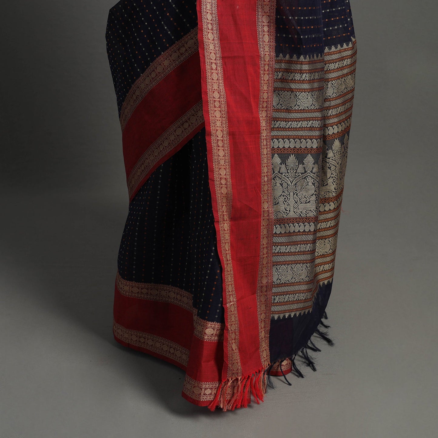 Handloom Cotton Thread Border Kanchipuram Saree